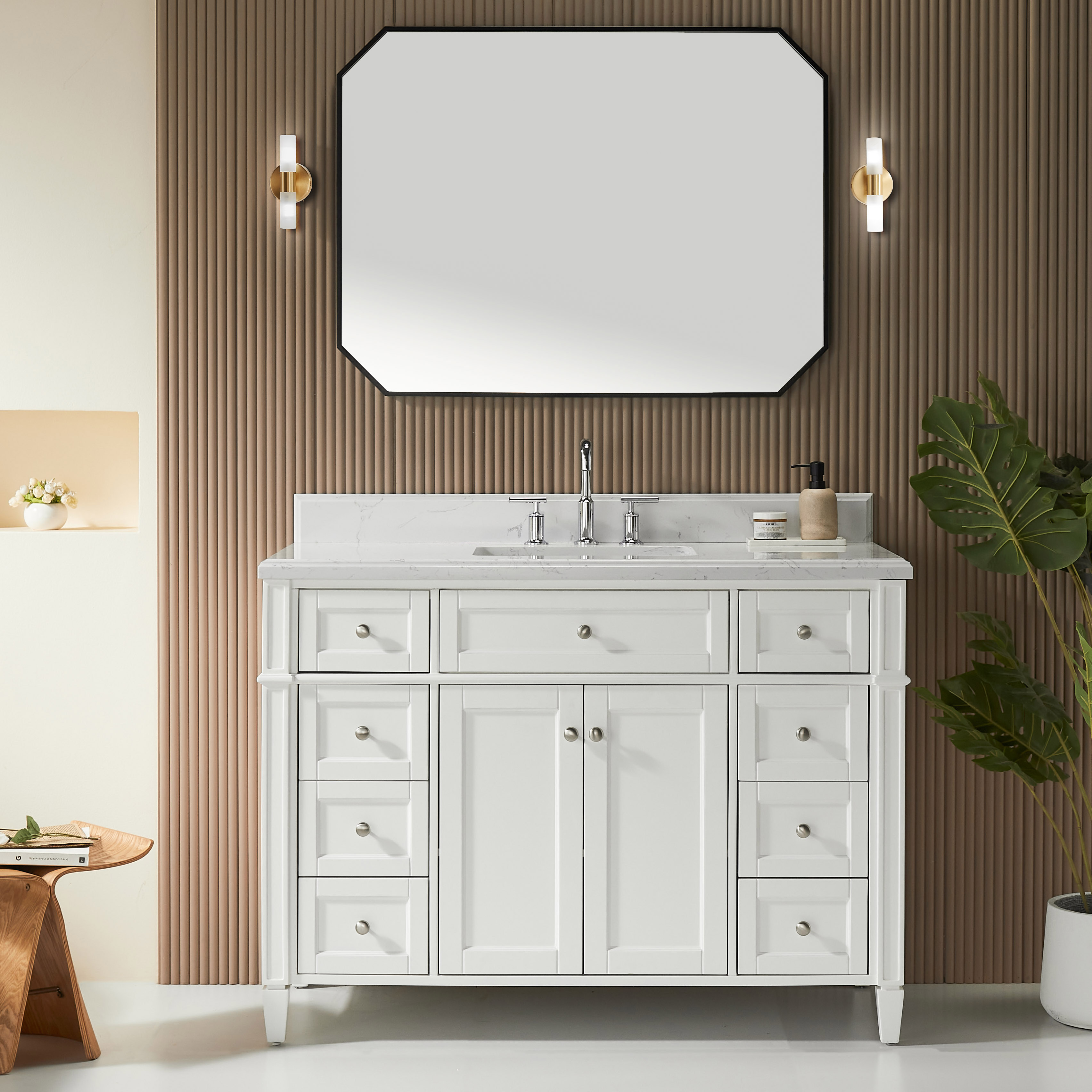 Fully Assembled 18"-60" Freestanding Bathroom Vanity with Integrated Top