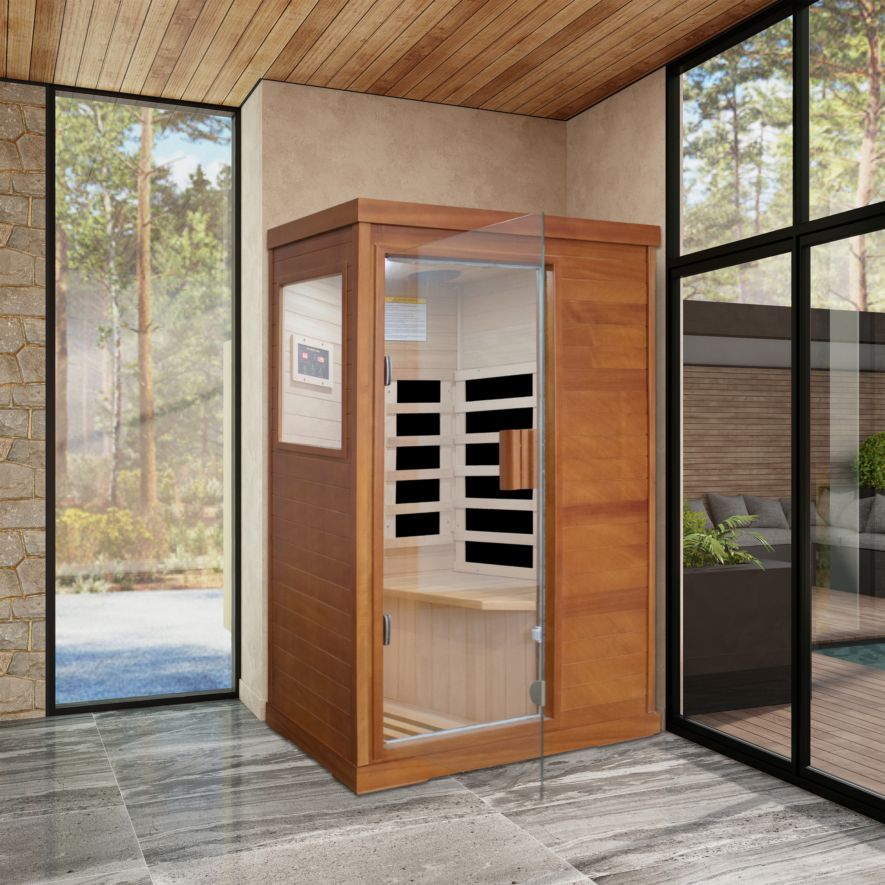 1-Person Indoor Infrared Sauna Room with Bluetooth & LED Light