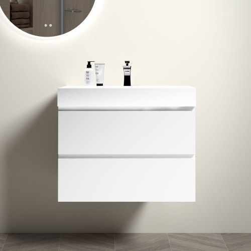 24"/30"/36" White Floating Bathroom Vanity with Sink and Large Storage