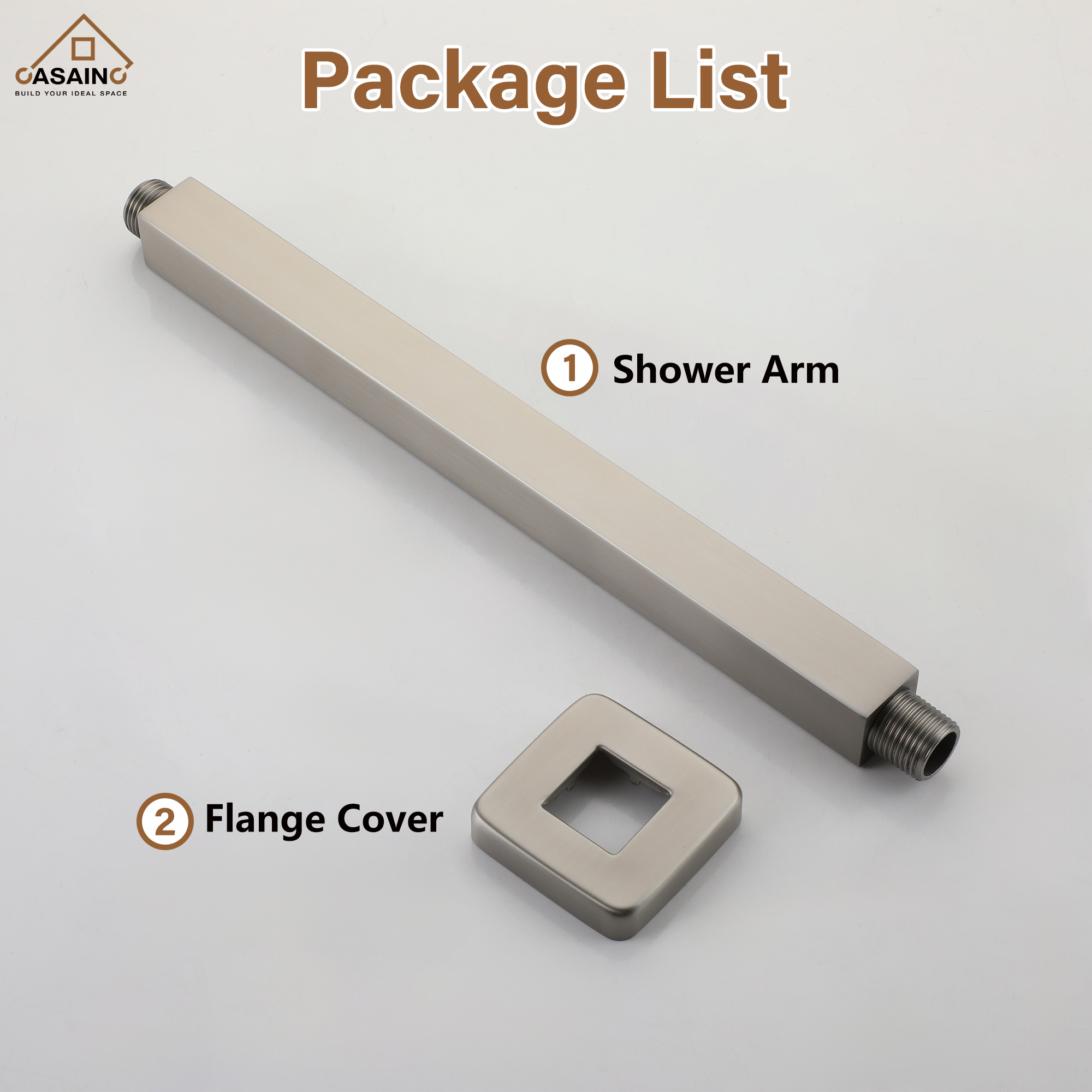 7.87"/11.81" Square Ceiling-Mounted Shower Arm with Flange Cover
