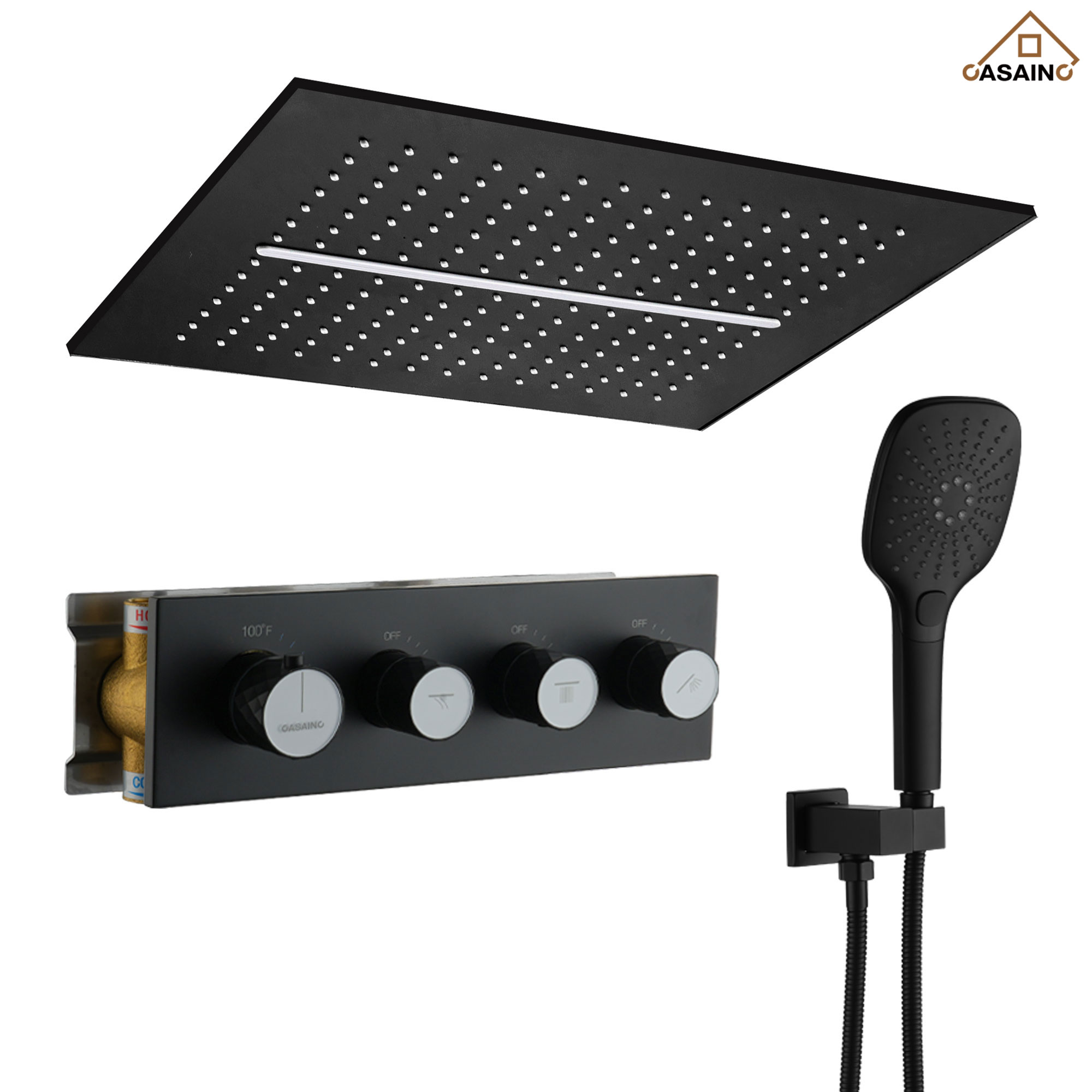 16'' Concealed Multi-Function Shower System 3-Spray Modes Showerhead