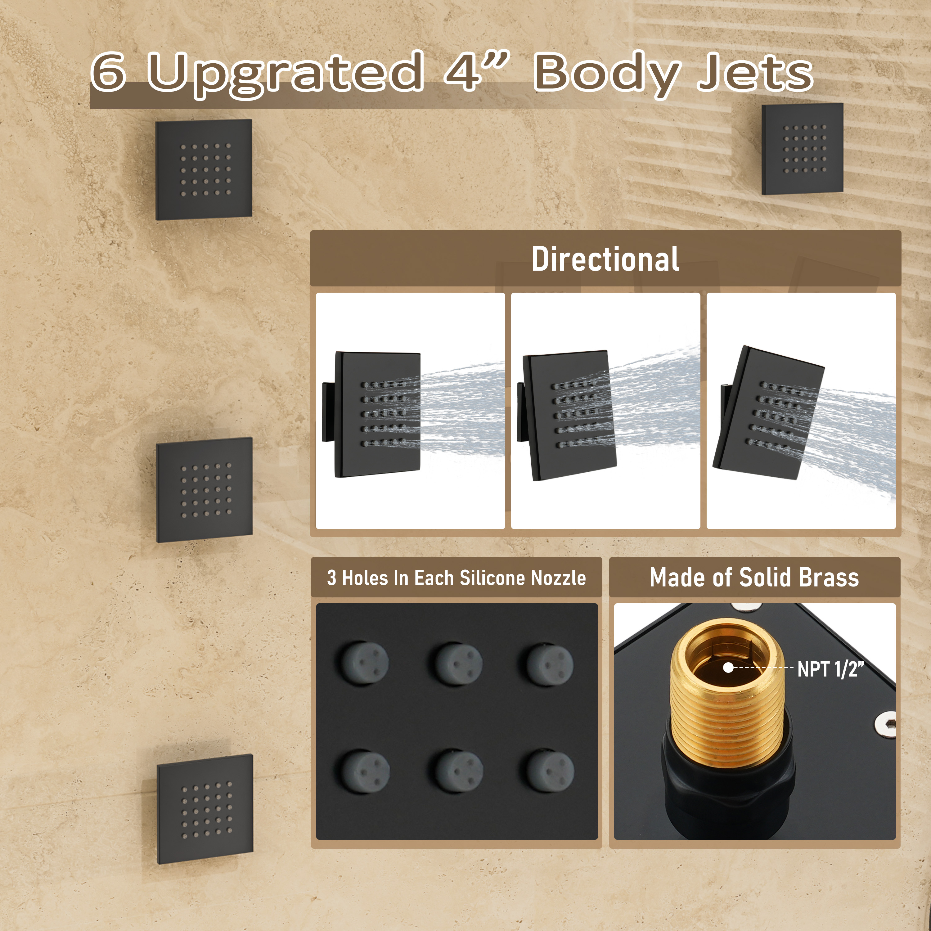 20*14 inch 5-Function Luxury Shower System with LED Lights and Slide Bar