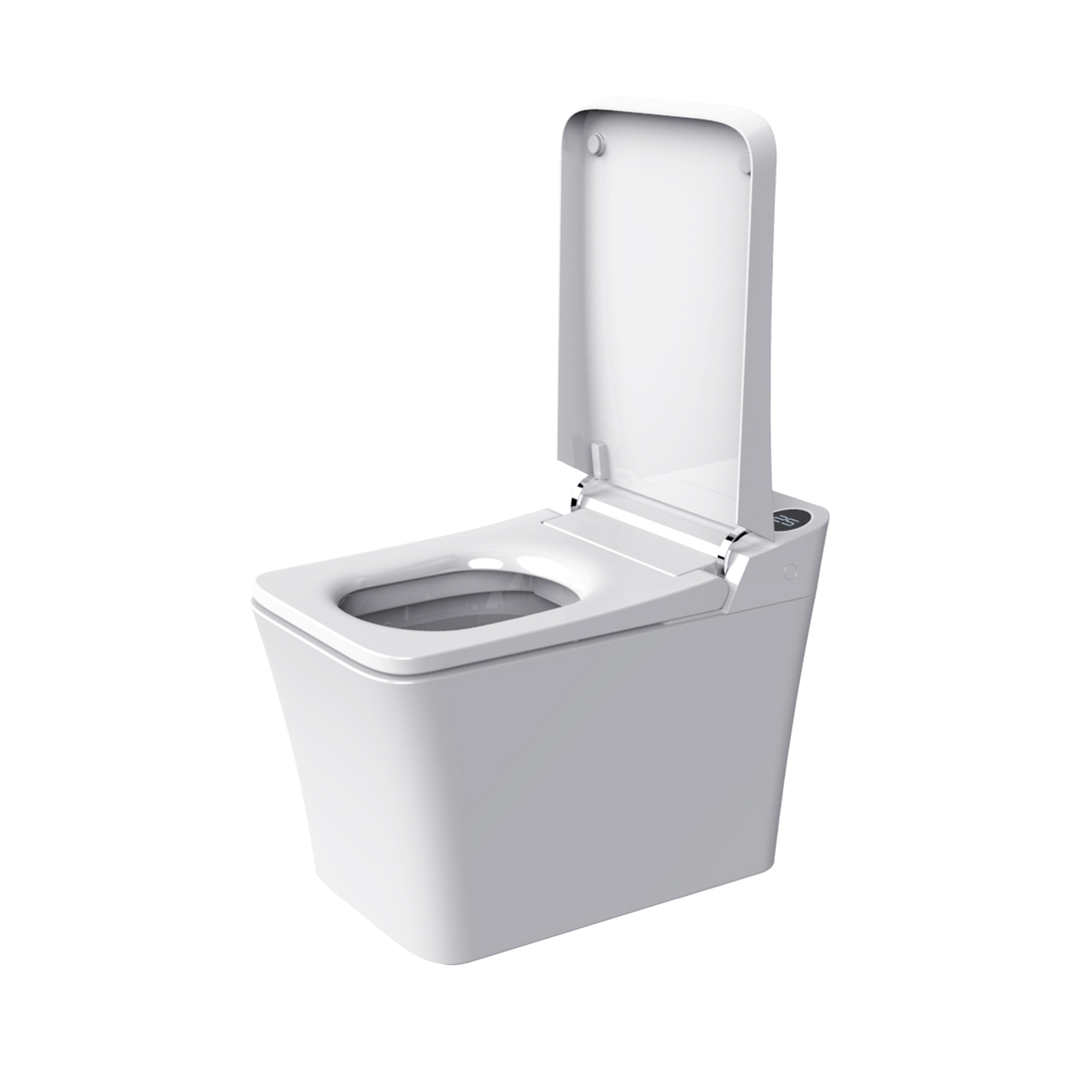 Elongated White Square-Shaped Tankless Smart Bidet Toilet