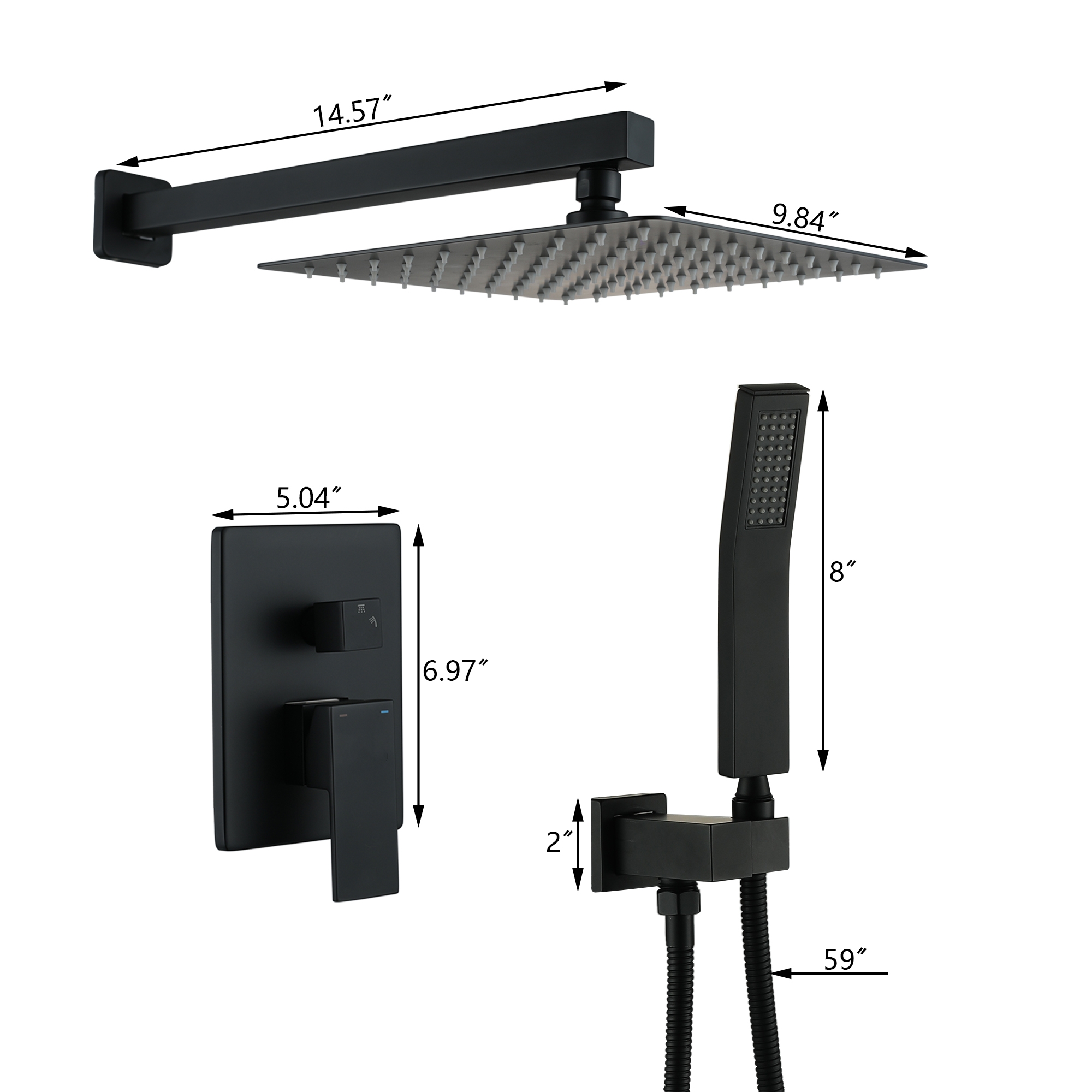 10-inch/12-inch Wall-Mounted Shower System with Hand Shower