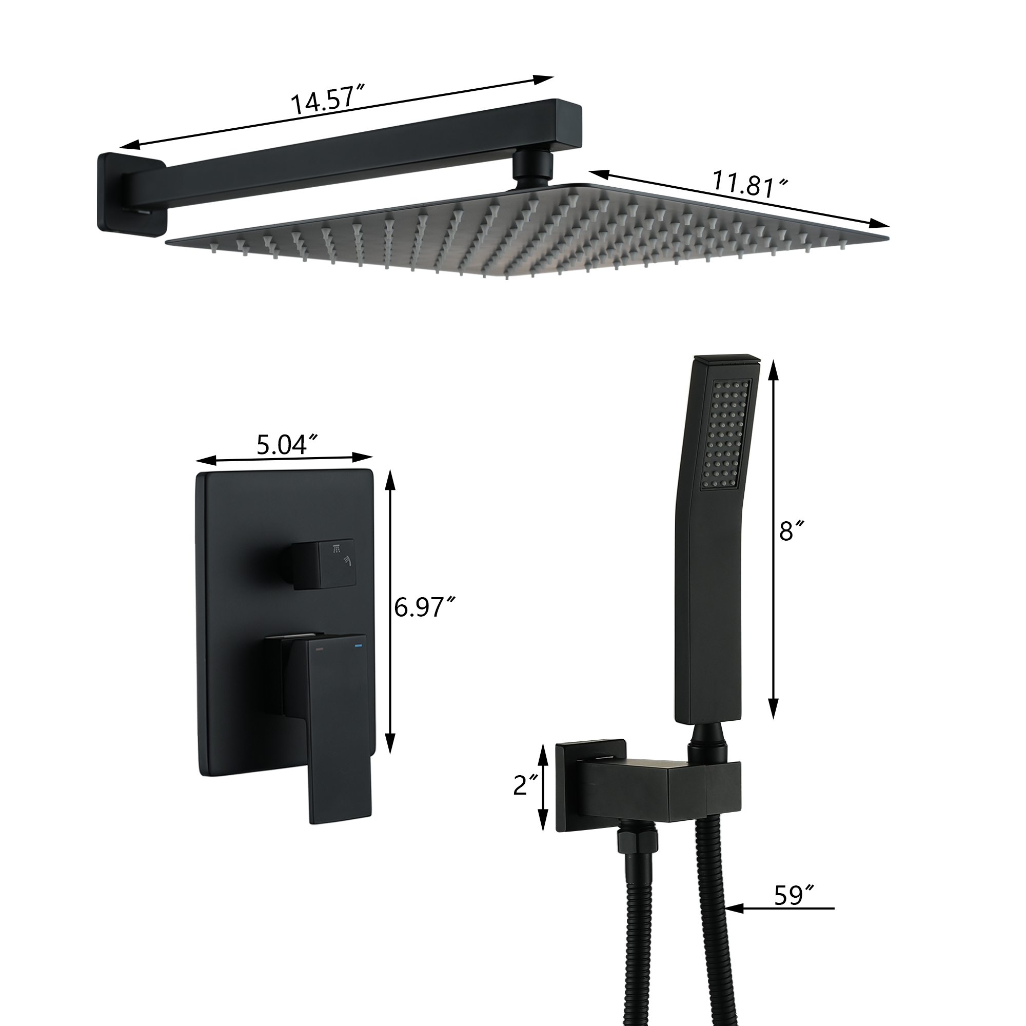 10-inch/12-inch Wall-Mounted Shower System with Hand Shower