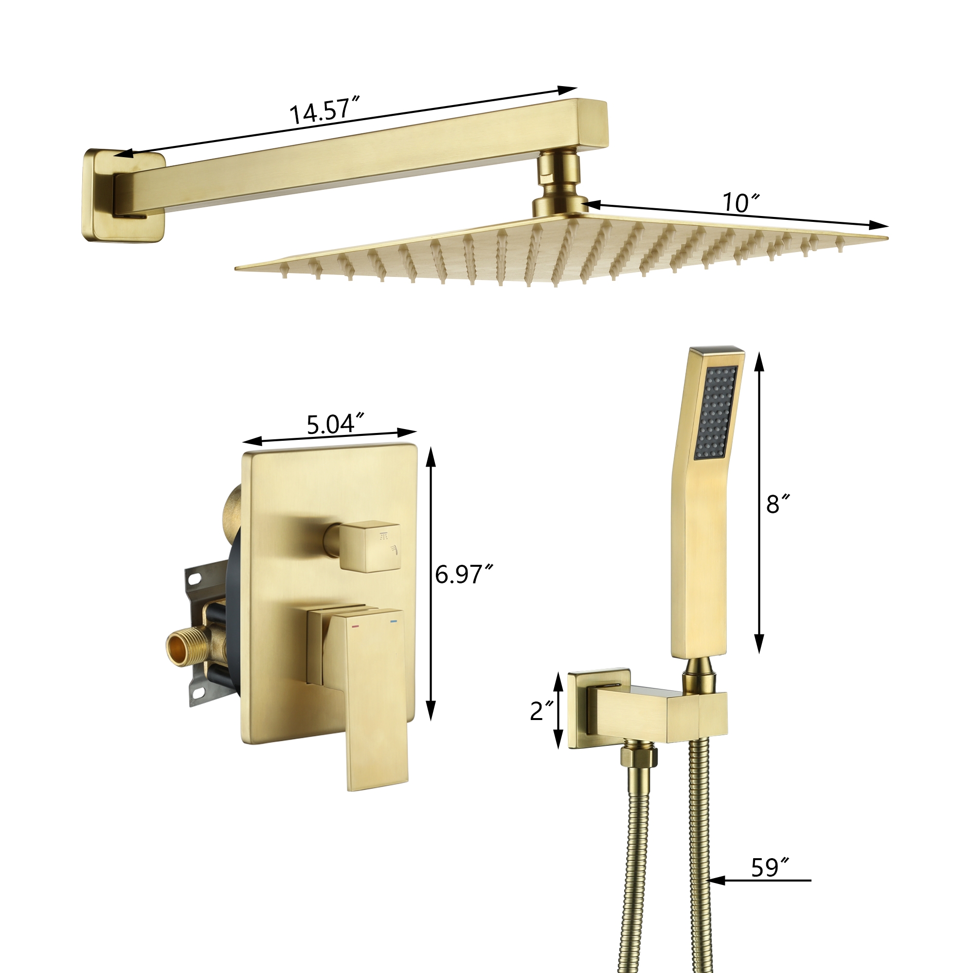 10in/12in Wall-Mount Rain Shower System with Handheld Shower