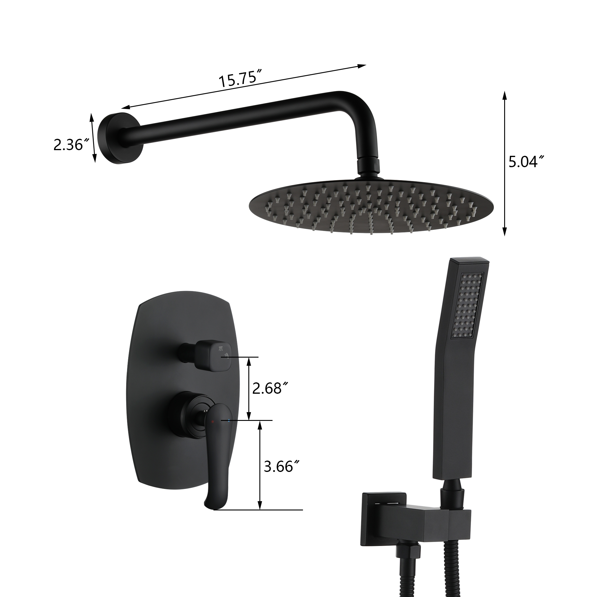 10-inch Wall-Mount Round Shower System with Hand Shower
