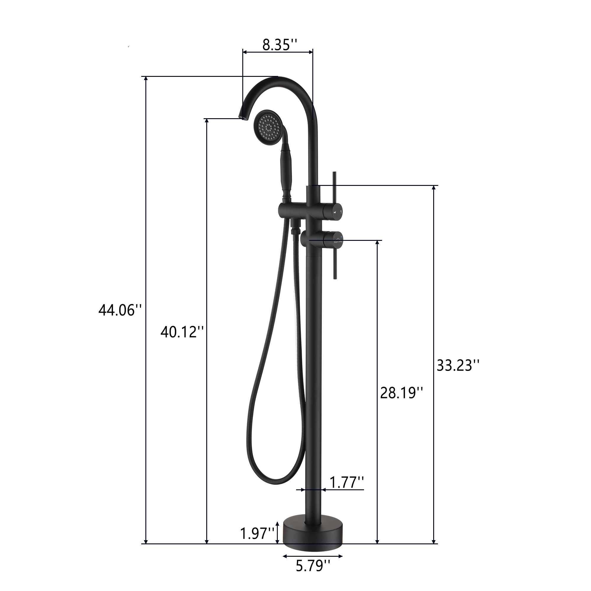 Freestanding Bathtub Faucet with Handheld Shower & Double Handles