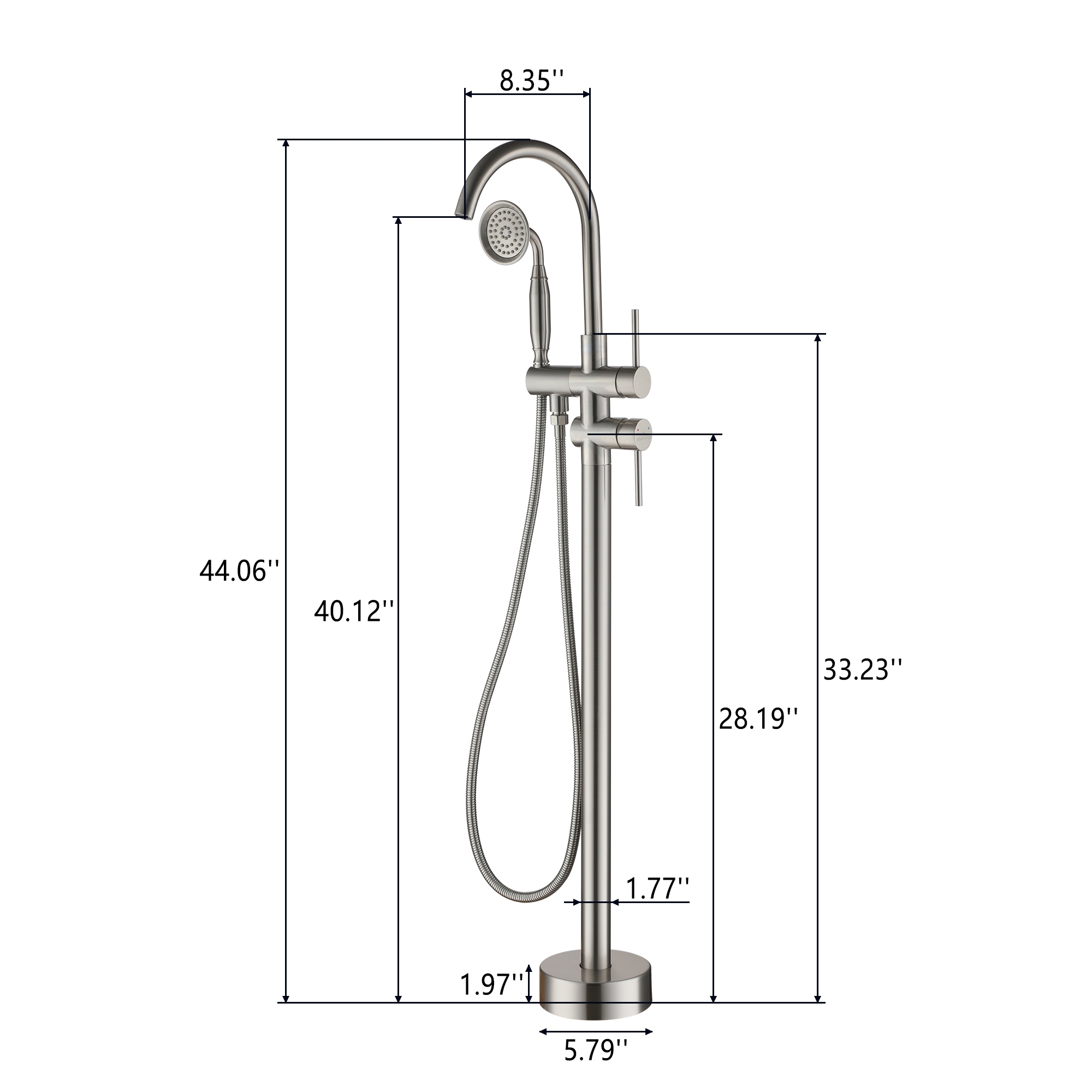 Freestanding Bathtub Faucet with Handheld Shower & Double Handles