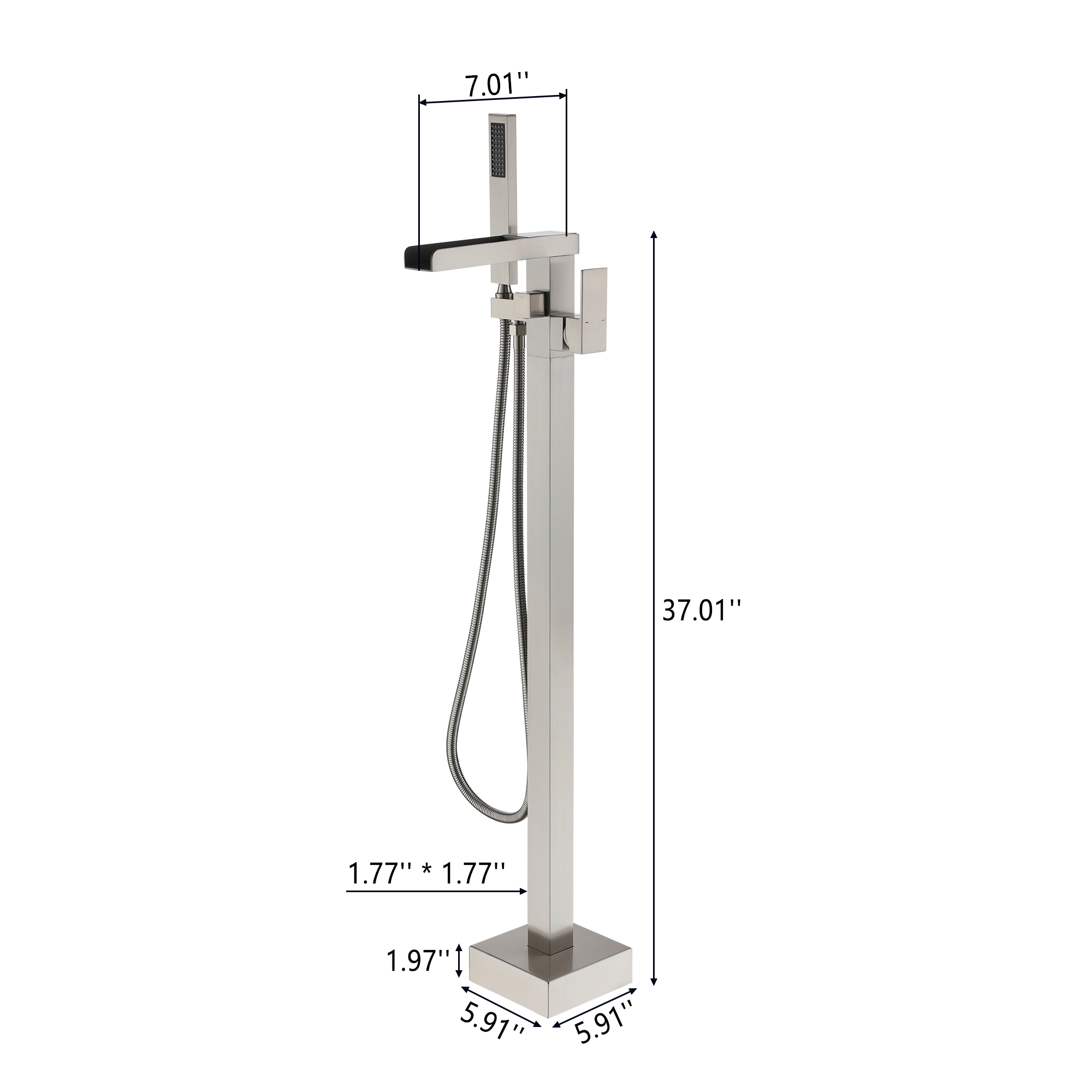 Single-Handle Freestanding Waterfall Bathtub Faucet with Handheld Shower