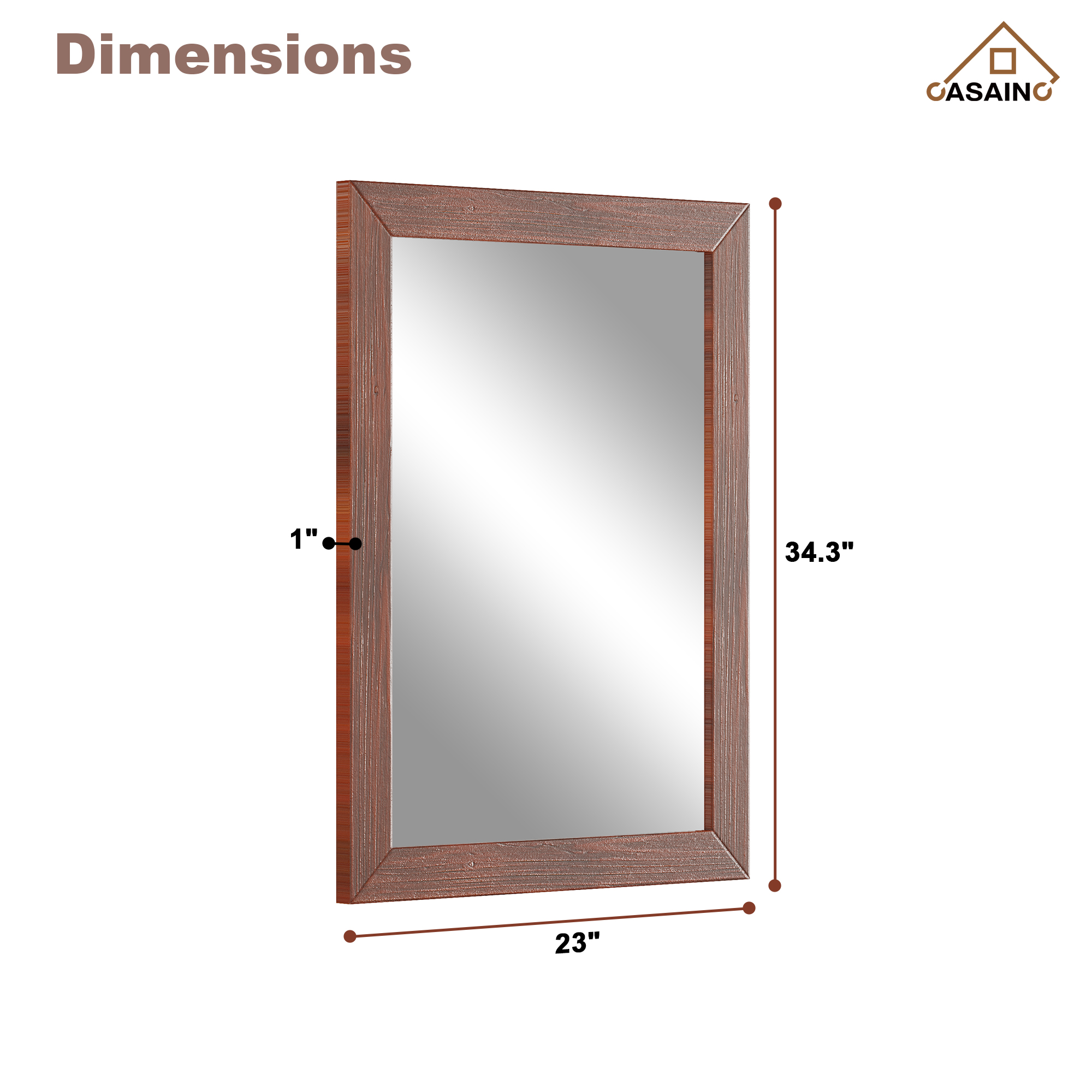 30"/36"/48"/60" Solid Wood Frame Mirror Only with Cherry (Vertical)