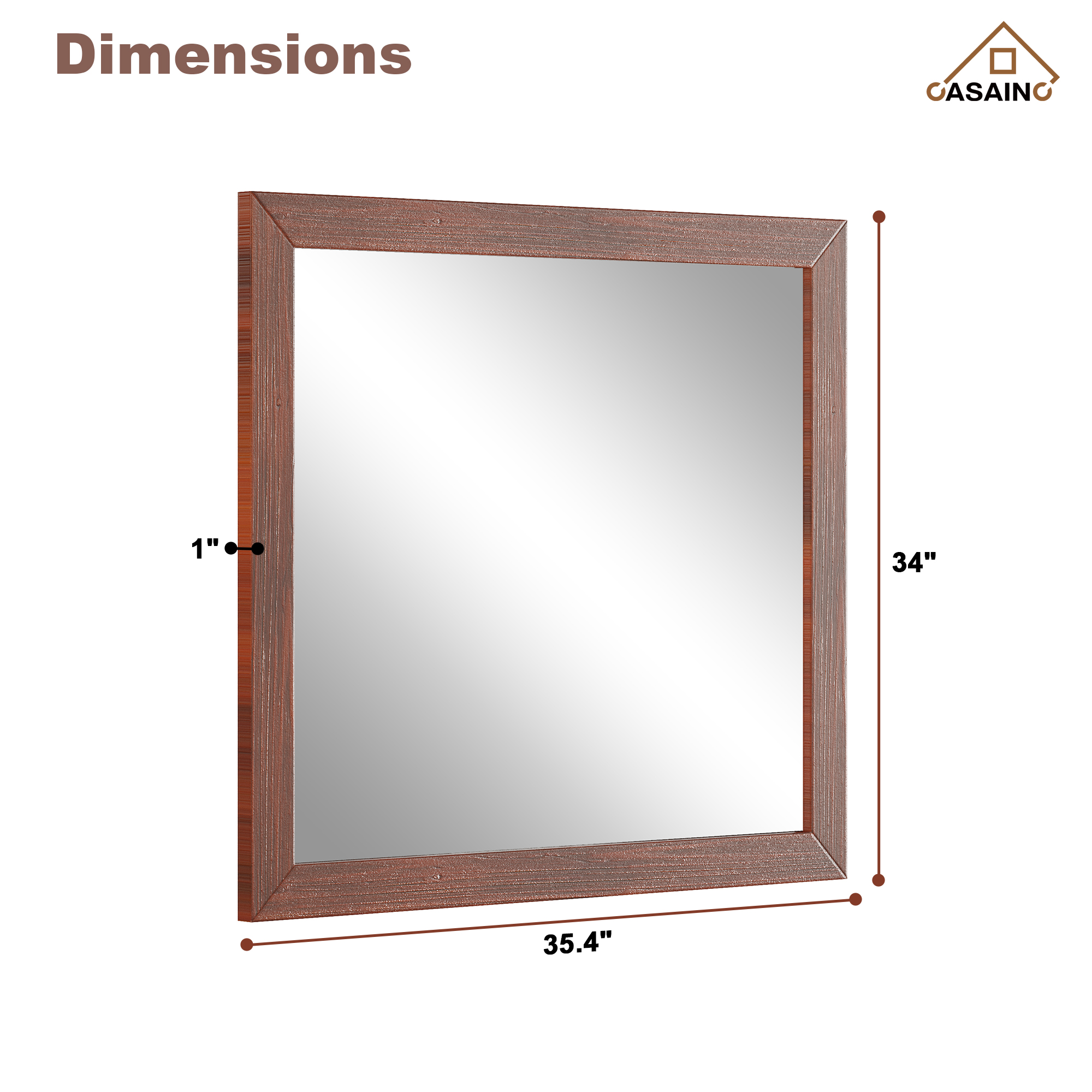 30"/36"/48"/60" Solid Wood Frame Mirror Only with Cherry (Vertical)