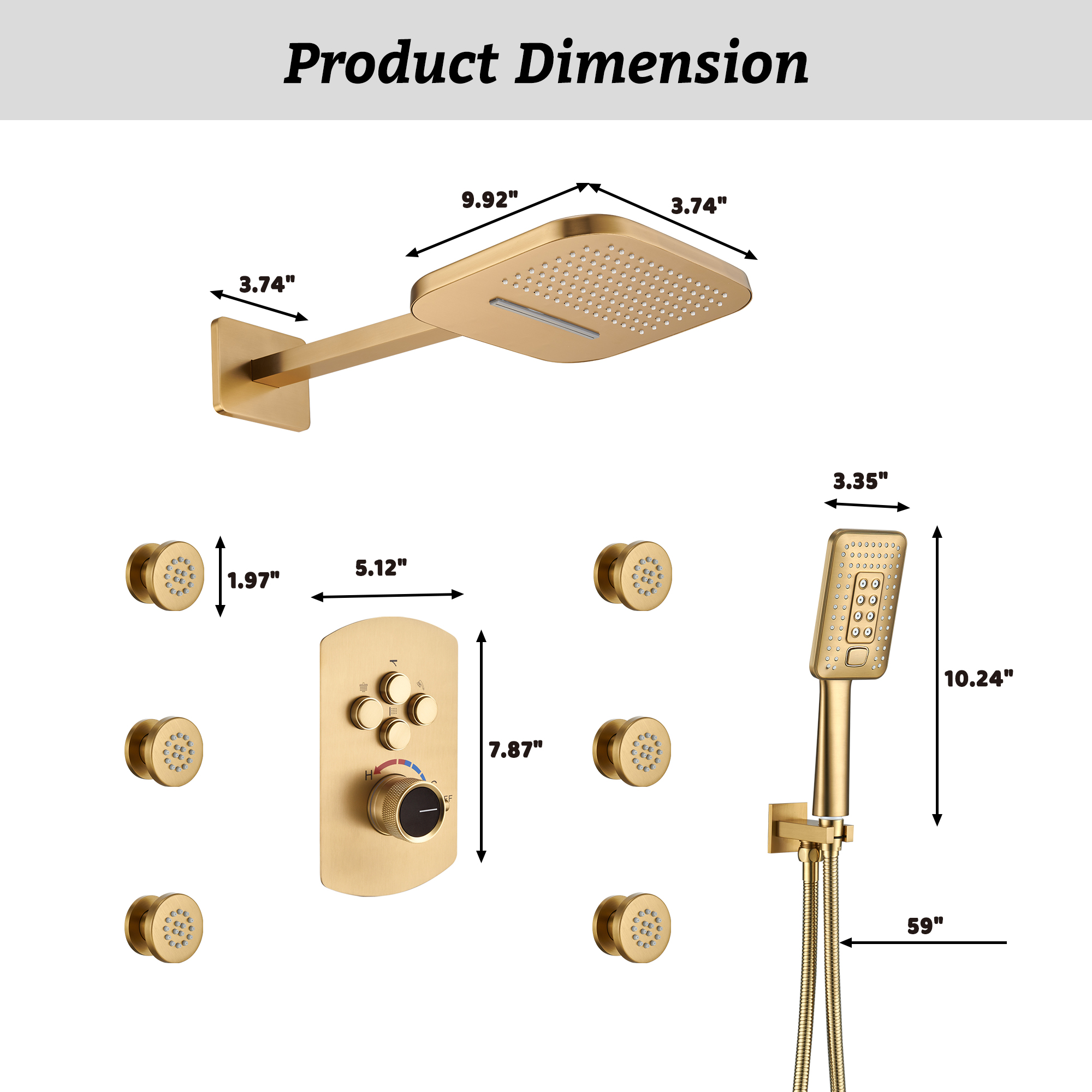 Luxurious Balancing Valve Shower System with 360° Body Jets and Water Bar Spray