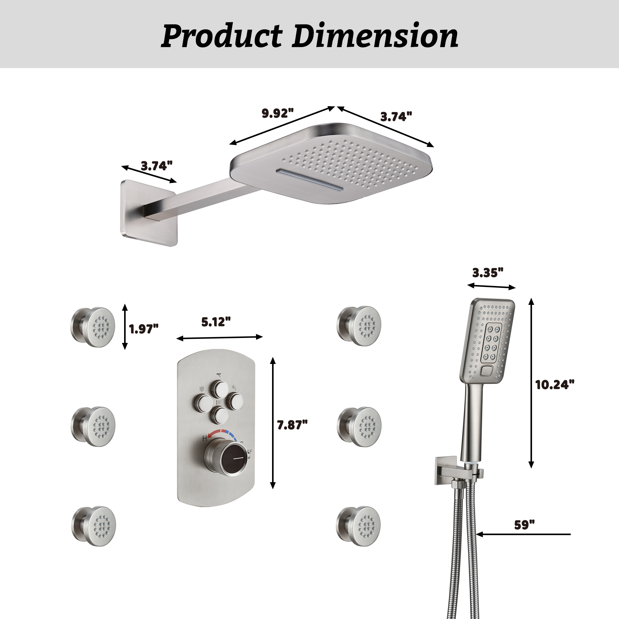 Luxurious Balancing Valve Shower System with 360° Body Jets and Water Bar Spray