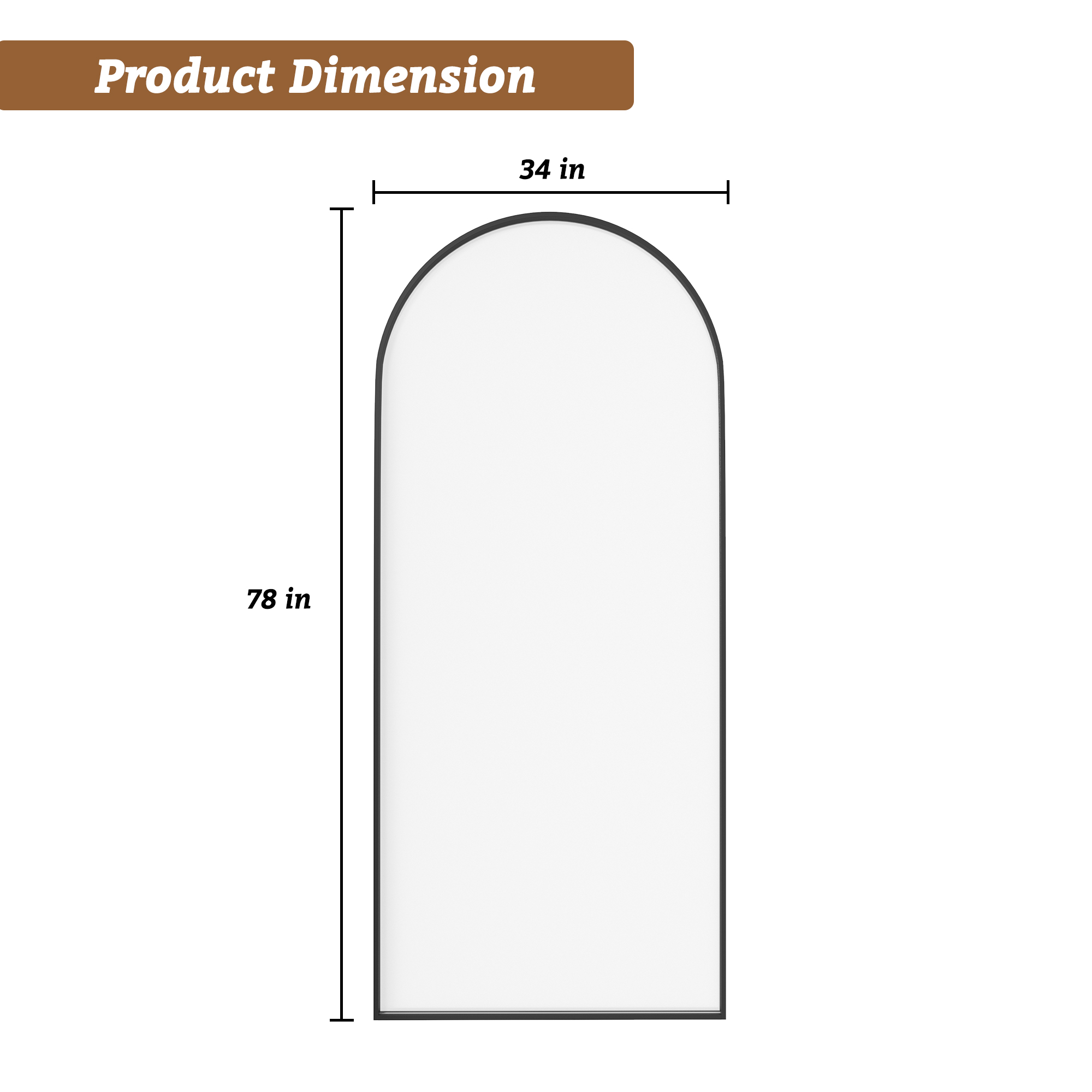 34"x78" Tempered Glass Shower Screen with Integrated Curved Frame
