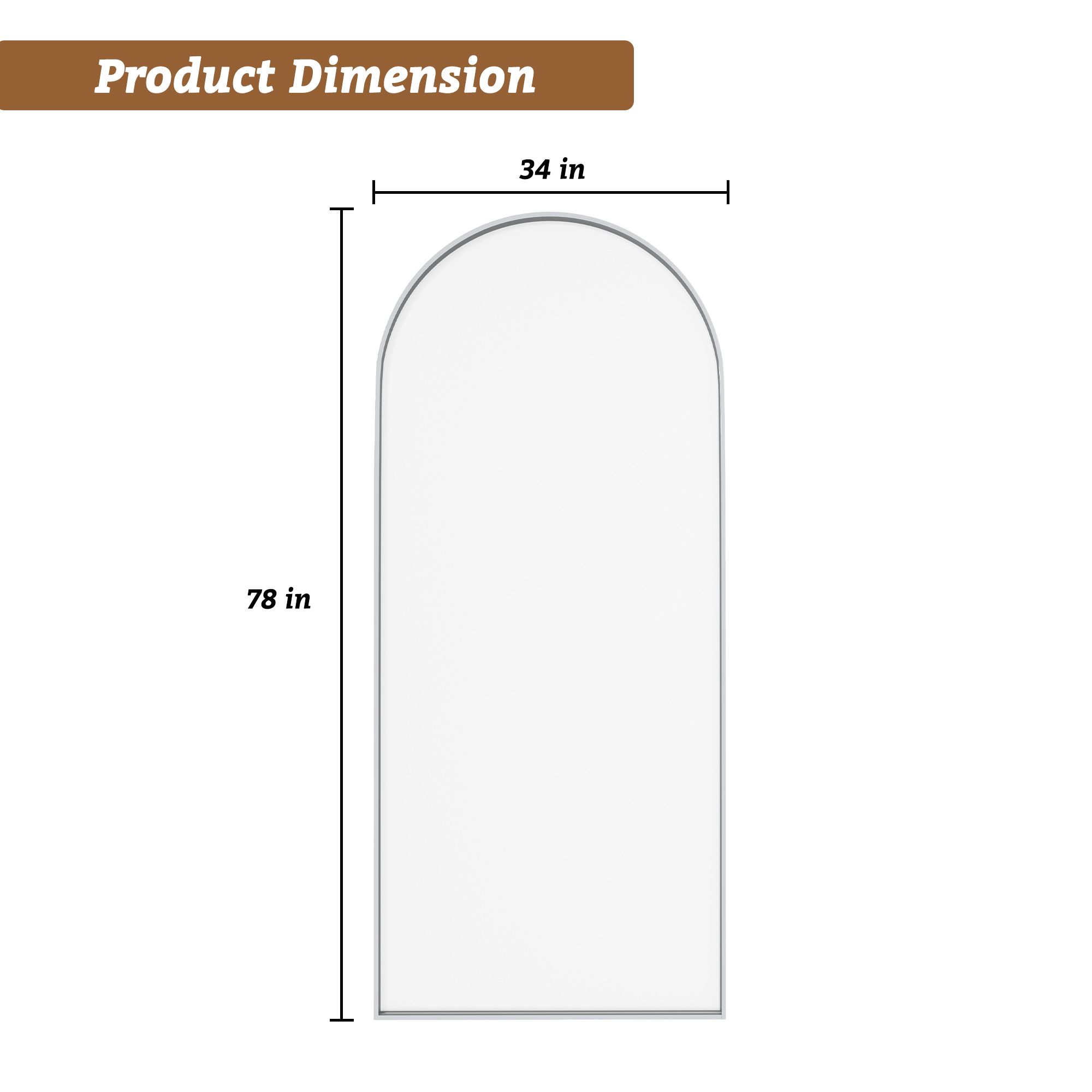34"x78" Tempered Glass Shower Screen with Integrated Curved Frame