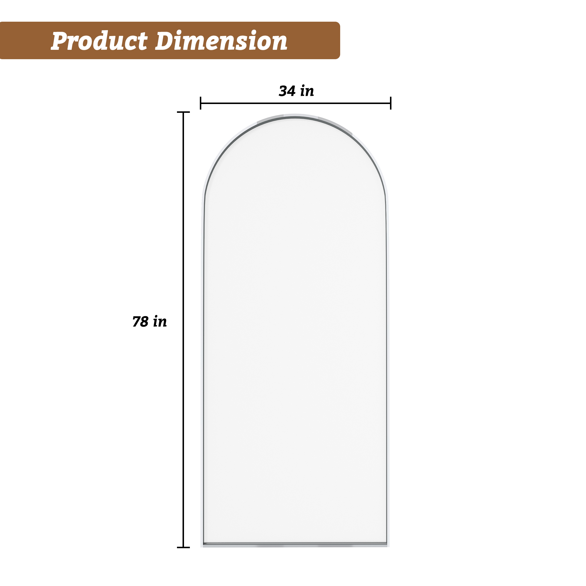 34"x78" Tempered Glass Shower Screen with Integrated Curved Frame