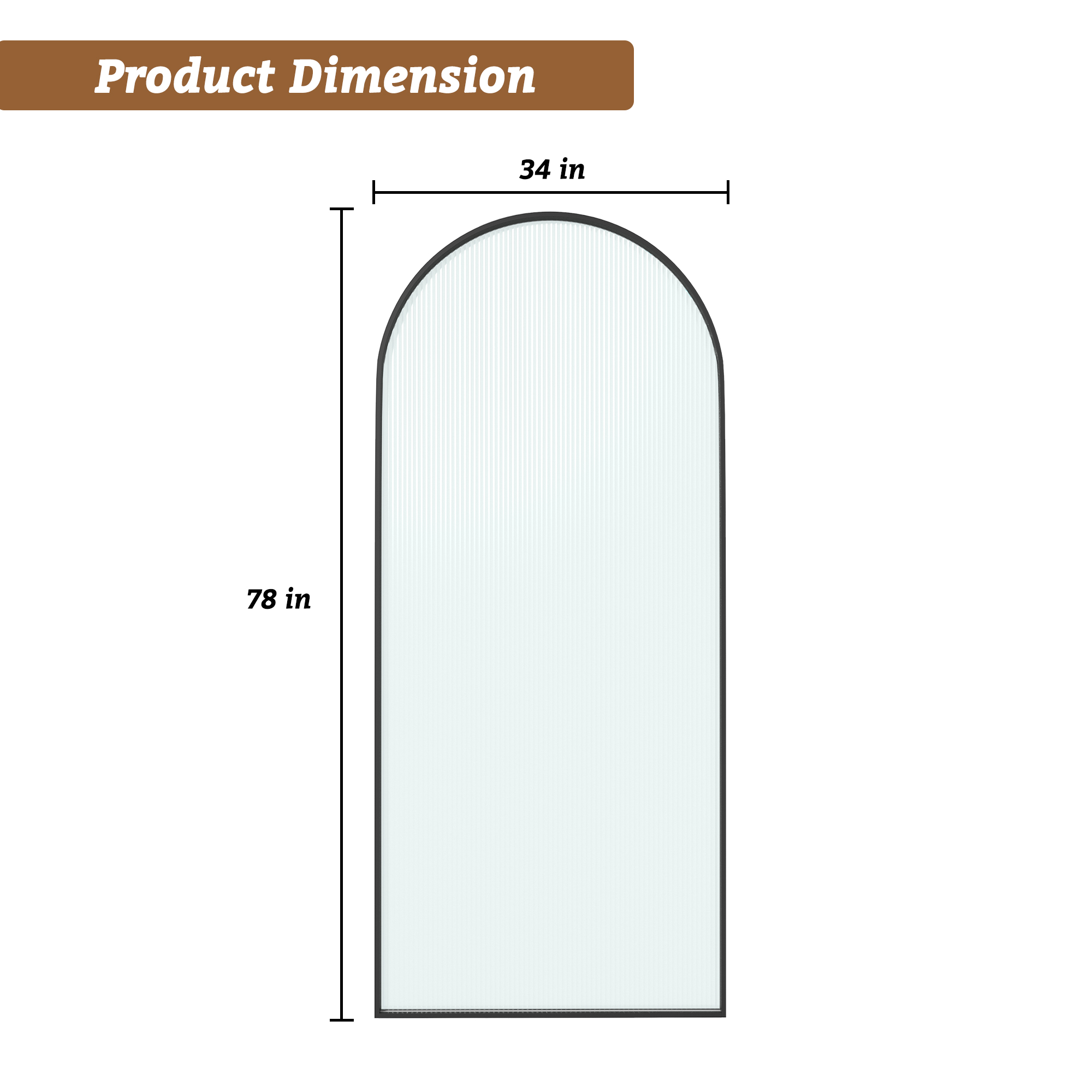 34"x78" Curved Frosted Glass Shower Screen with 10mm SGCC-Certified Tempered Glass