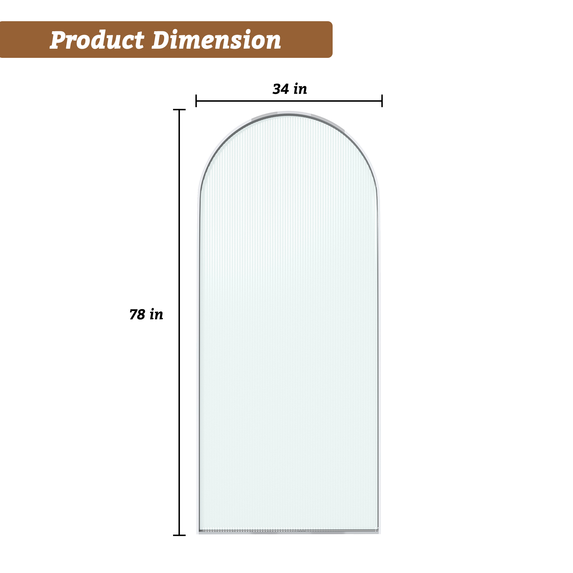 34"x78" Curved Frosted Glass Shower Screen with 10mm SGCC-Certified Tempered Glass