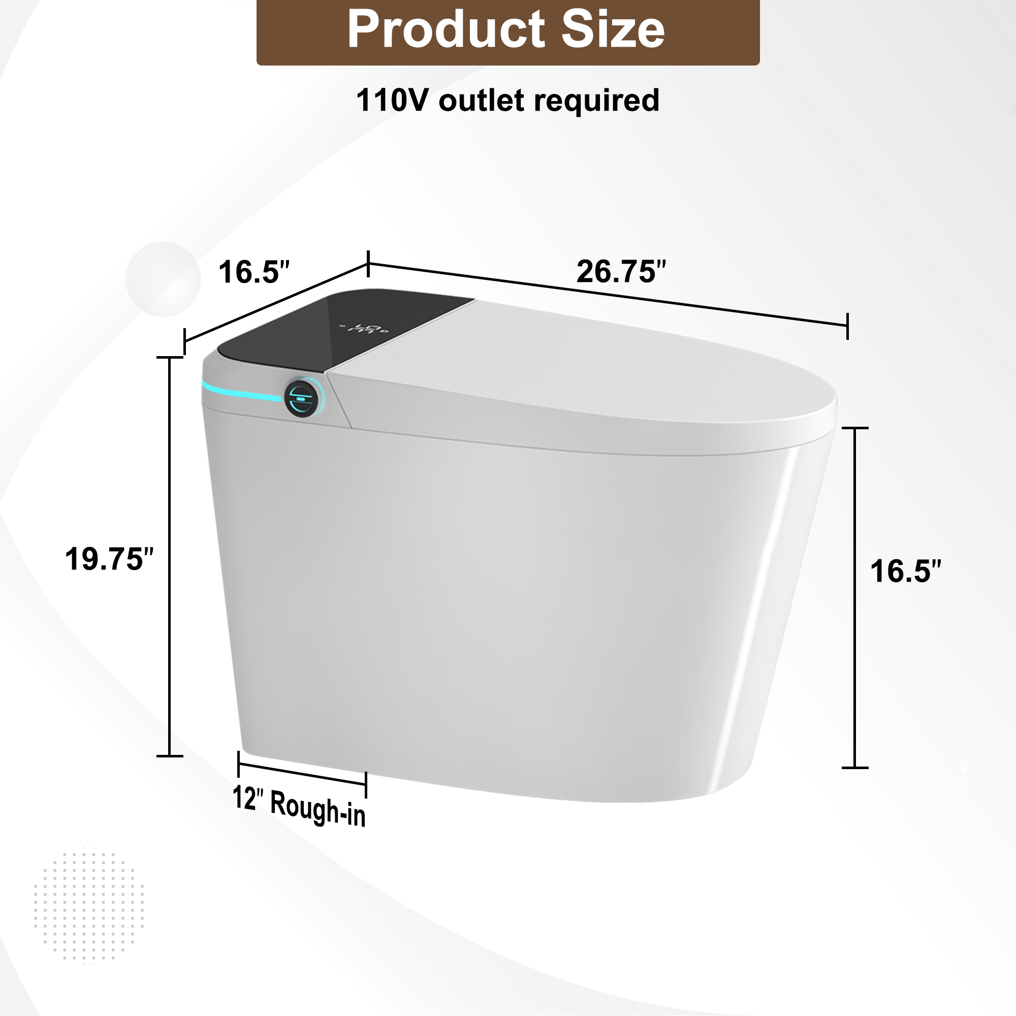 Modern Smart Toilet with Built-in Bidet Seat and LED Display
