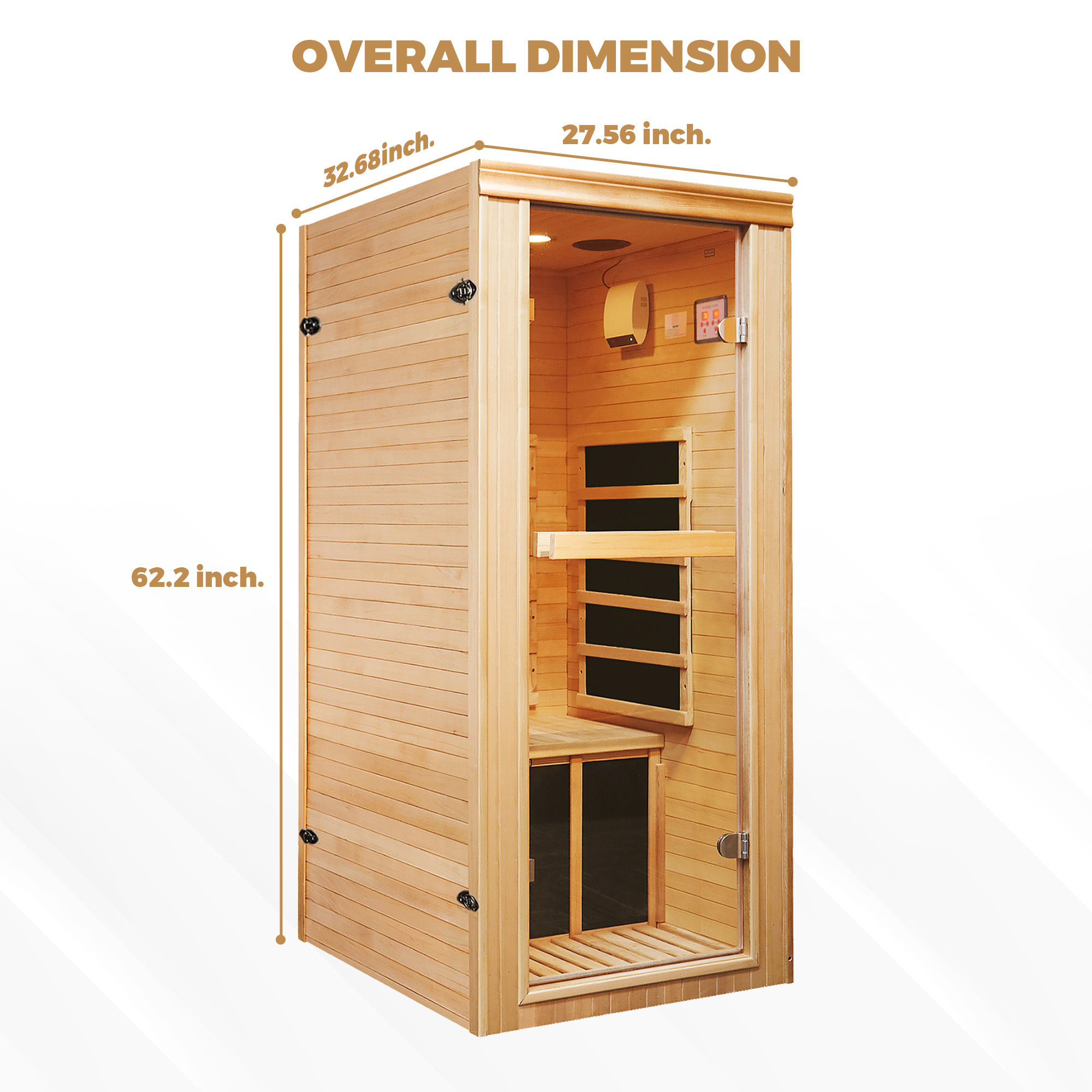 Single Person Far-Infrared Sauna Room with 5 Heating Plates for Home Wellness