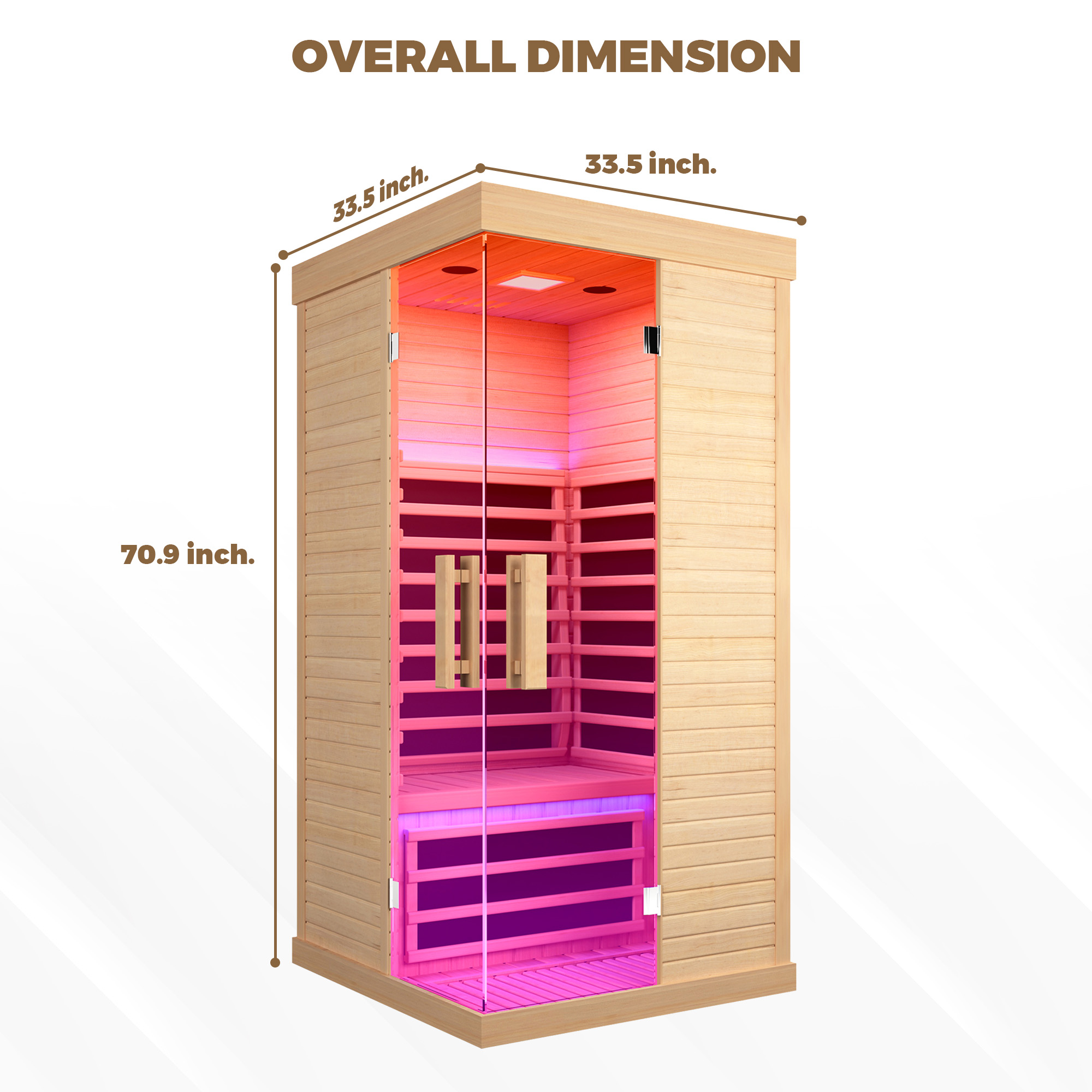 1-Person Home Infrared Sauna with Quick Assembly and Bluetooth Audio & LED Lights