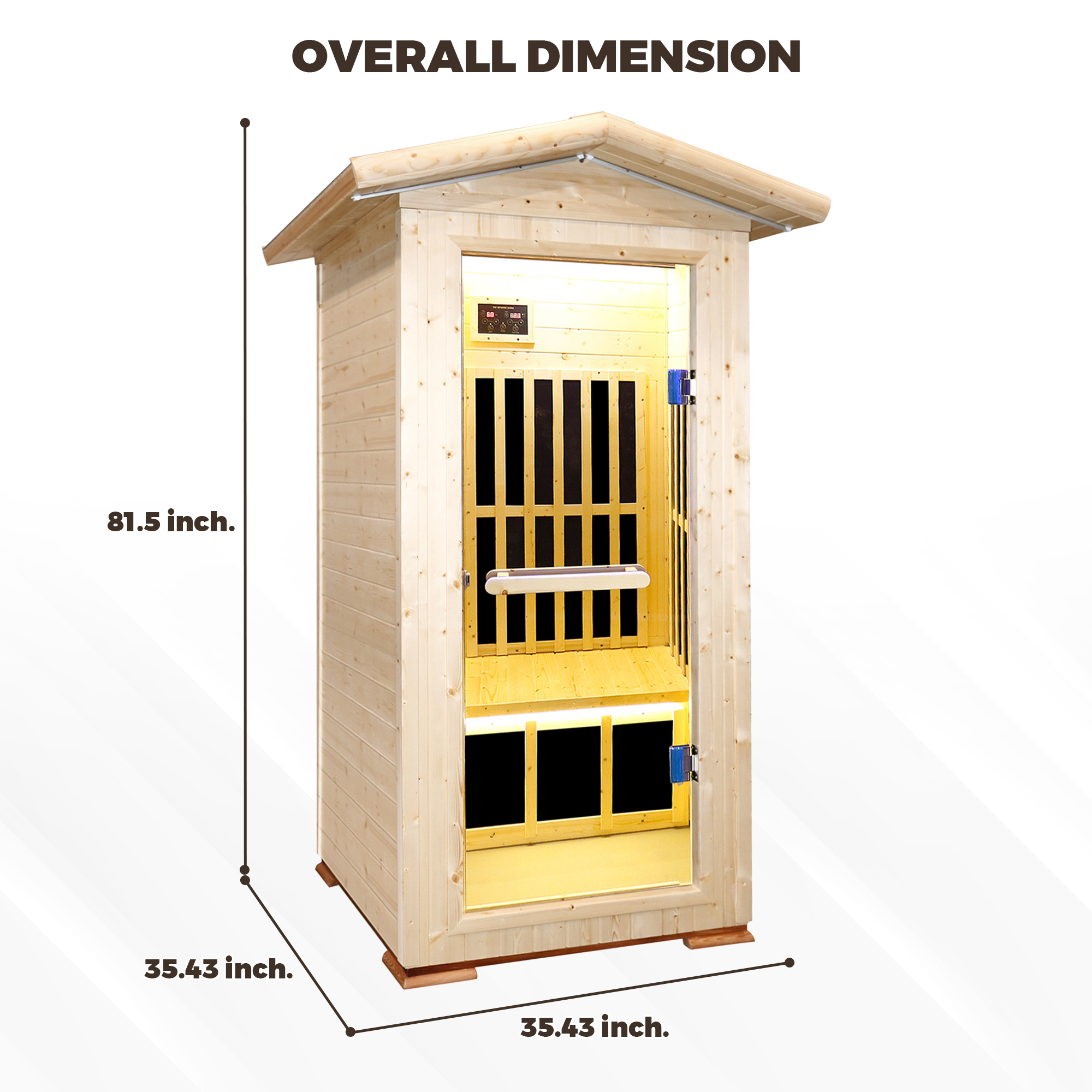 1-Person Spruce Outdoor Infrared Sauna with Bluetooth & Ambient Lighting
