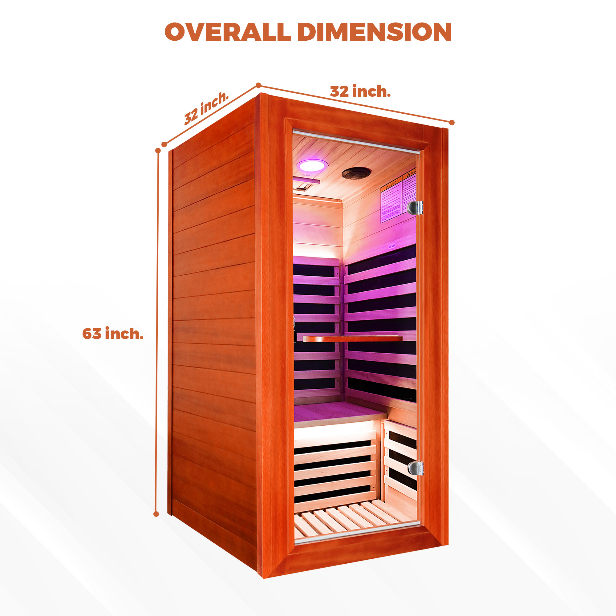 1-Person Infrared Sauna with Bluetooth Speakers and LED Reading Lights