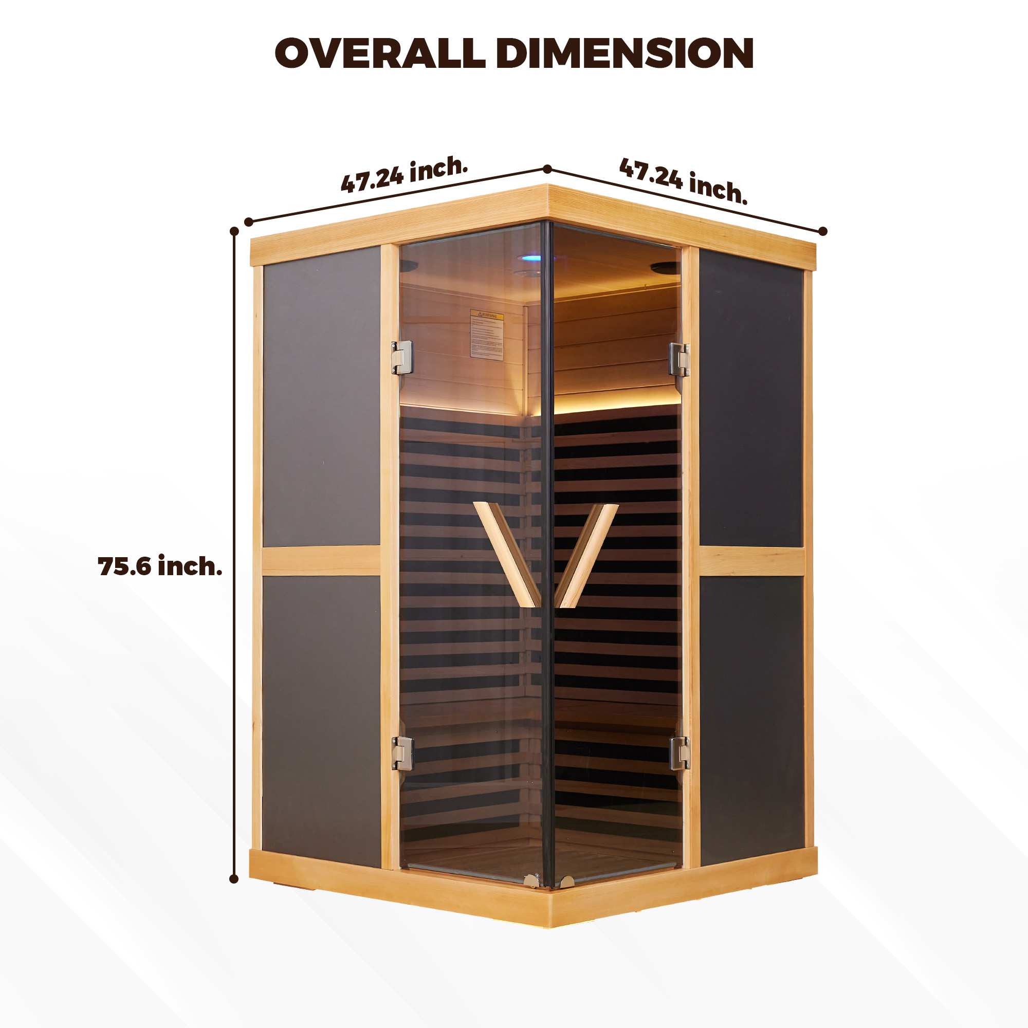 Hemlock Wood Double Person V-Shaped Infrared Sauna with Dual Glass Doors