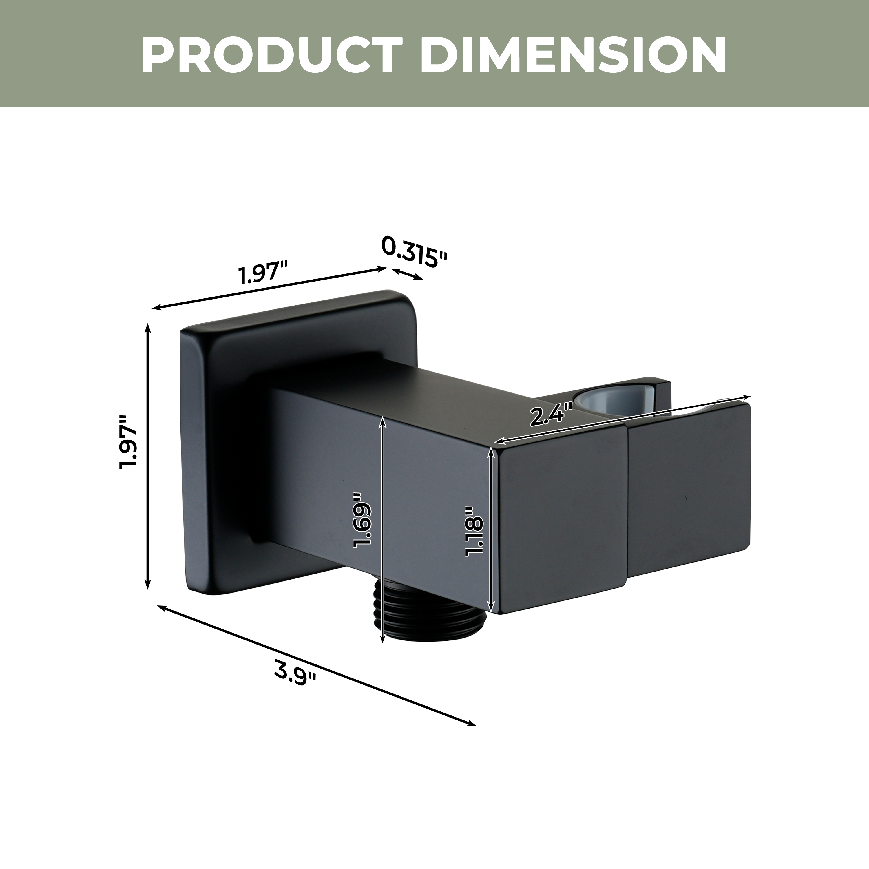 Square Brass Handheld Shower Holder with Adjustable Angle