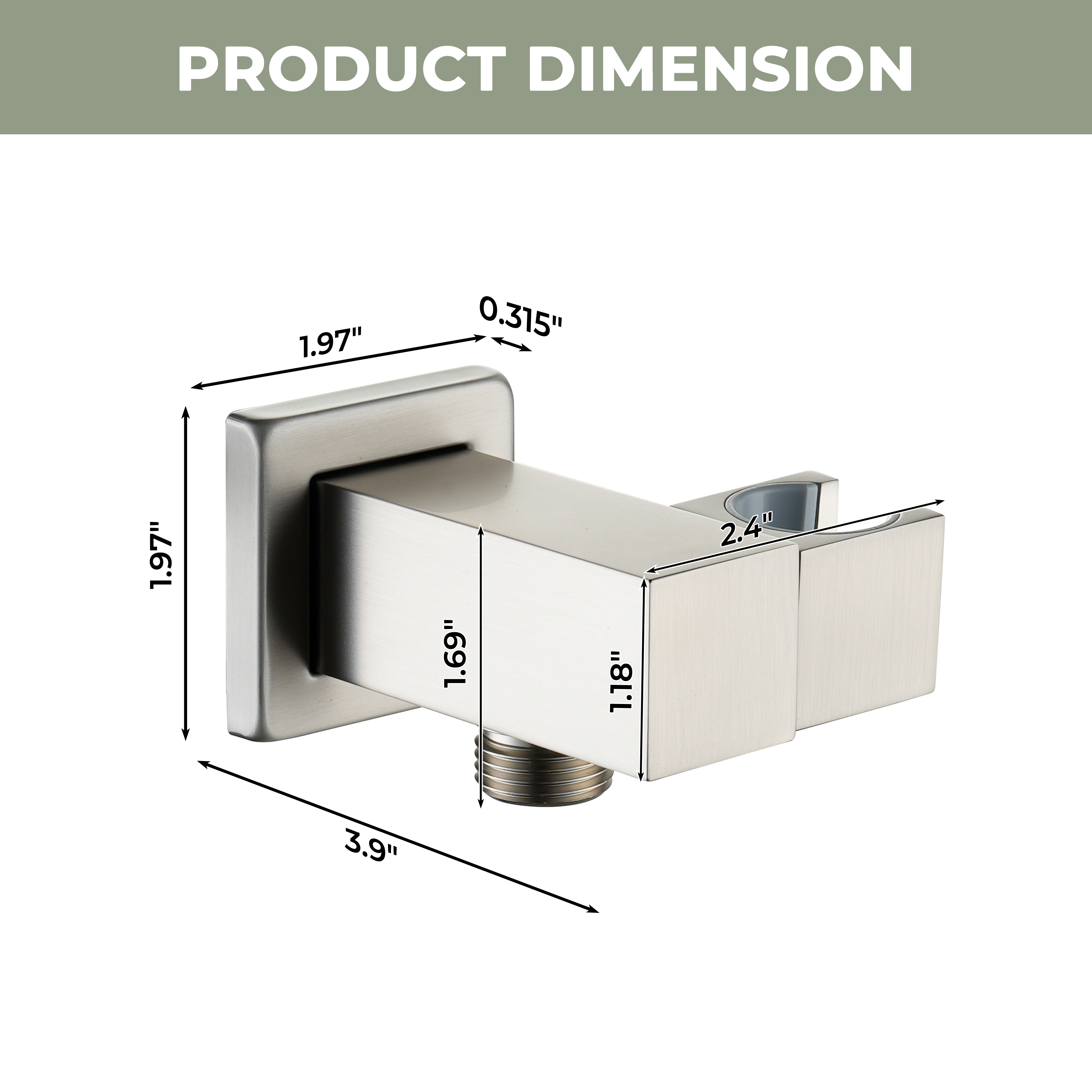 Square Brass Handheld Shower Holder with Adjustable Angle
