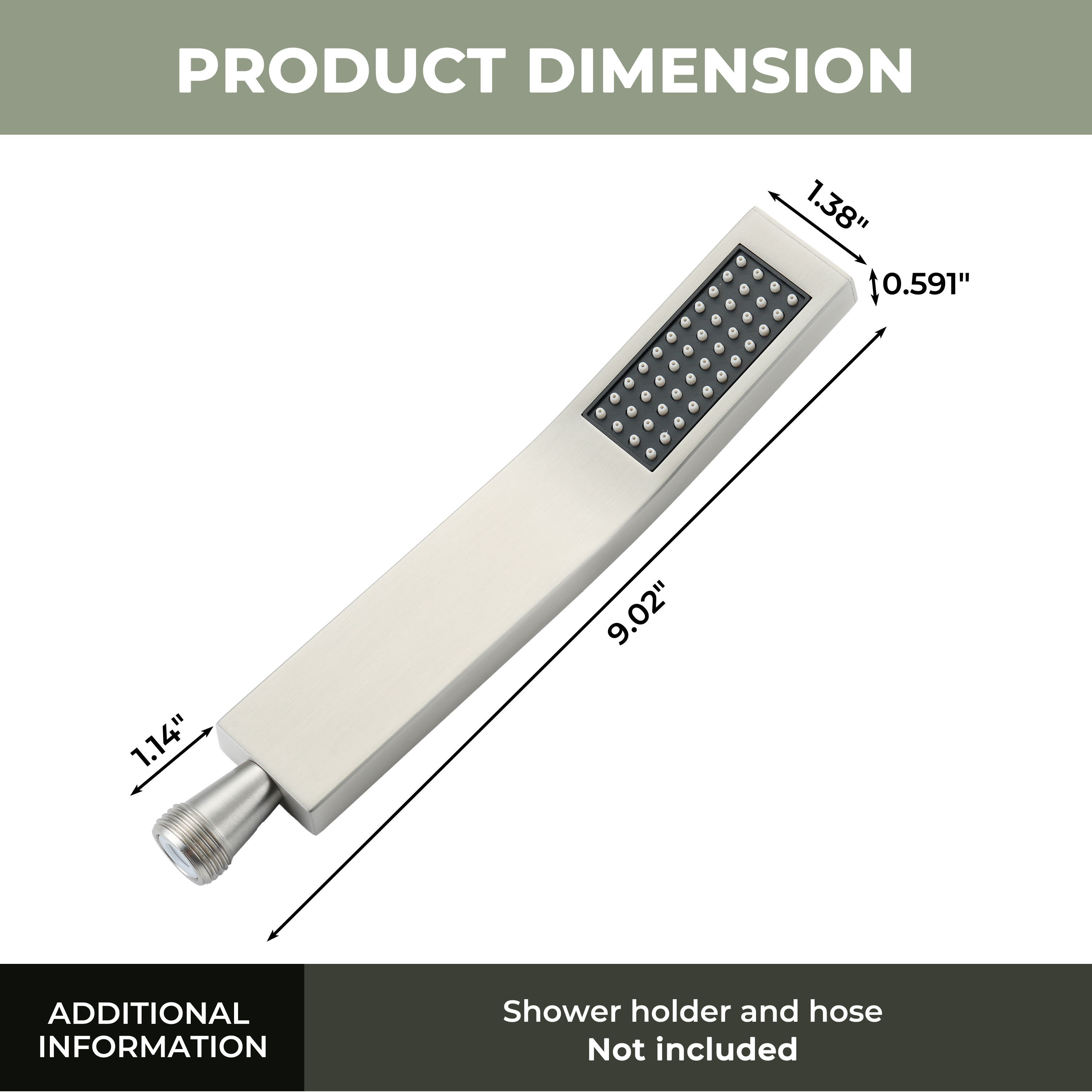 Curved Stainless Steel Handheld Shower Head with Anti-Clog Nozzles