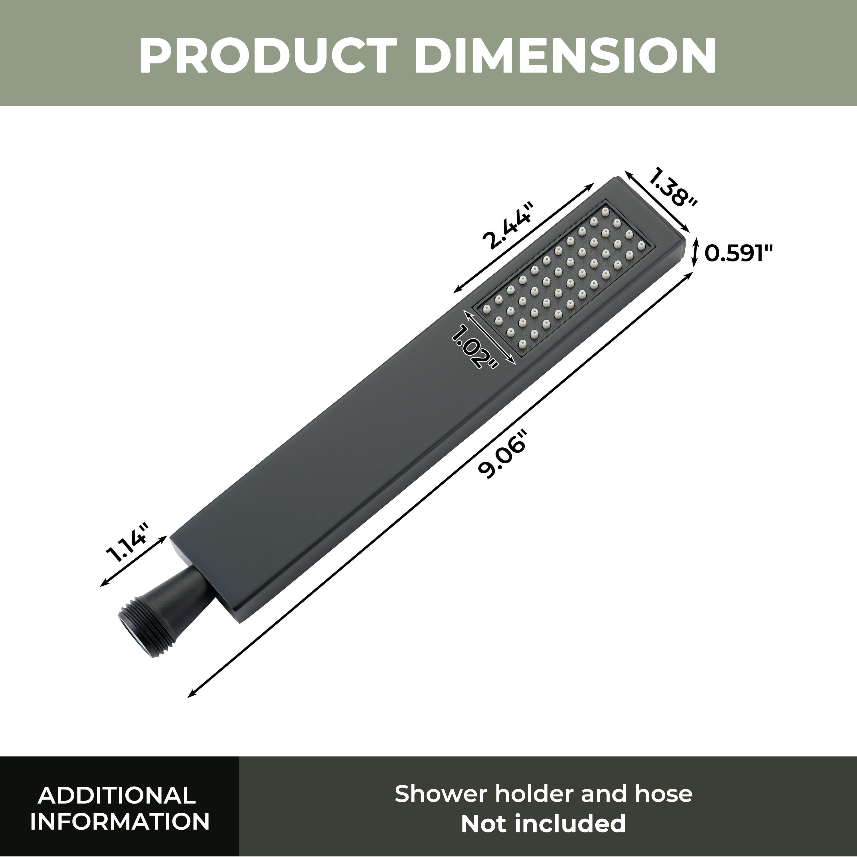 304 Stainless Steel Handheld Shower Head with Anti-Clog Nozzles