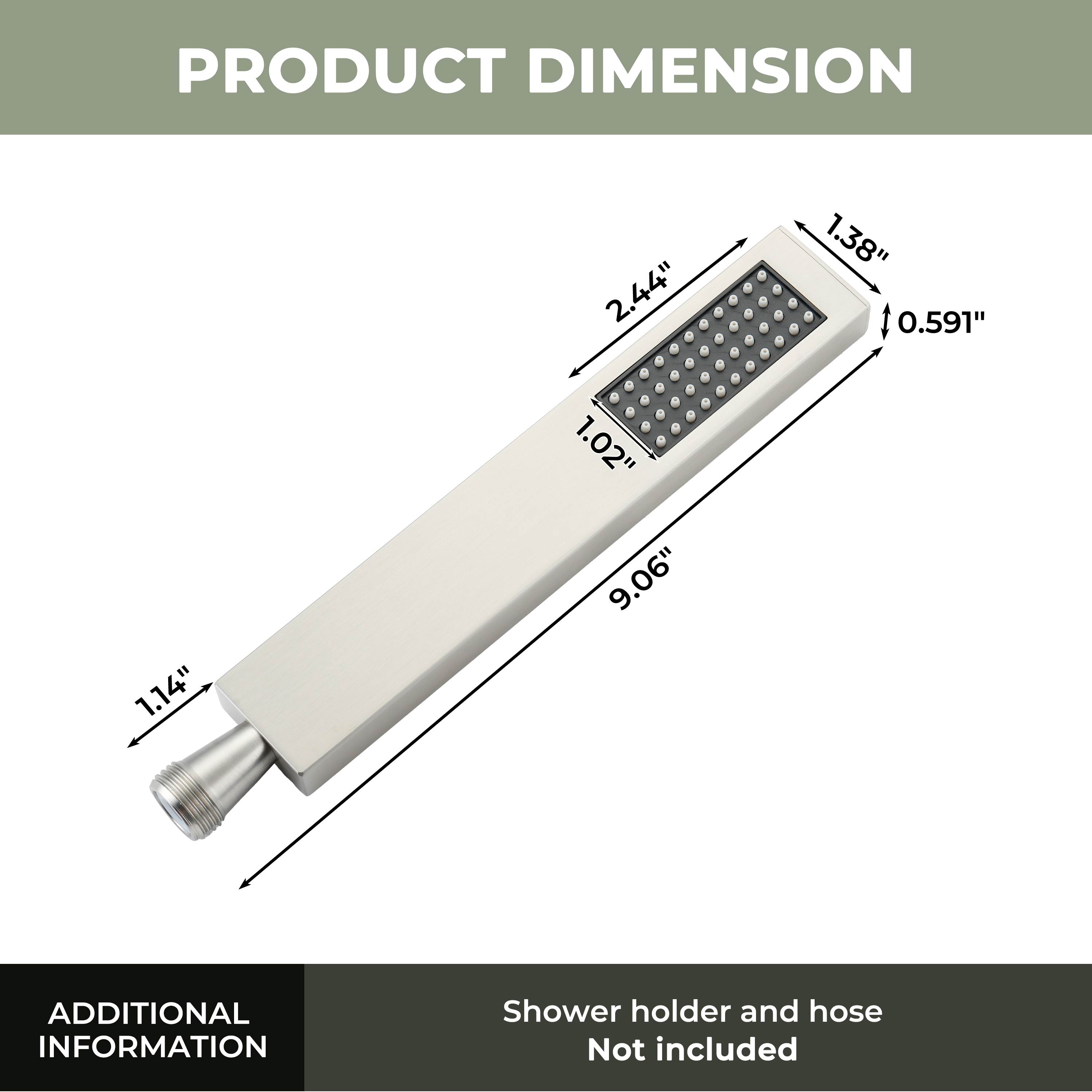 304 Stainless Steel Handheld Shower Head with Anti-Clog Nozzles