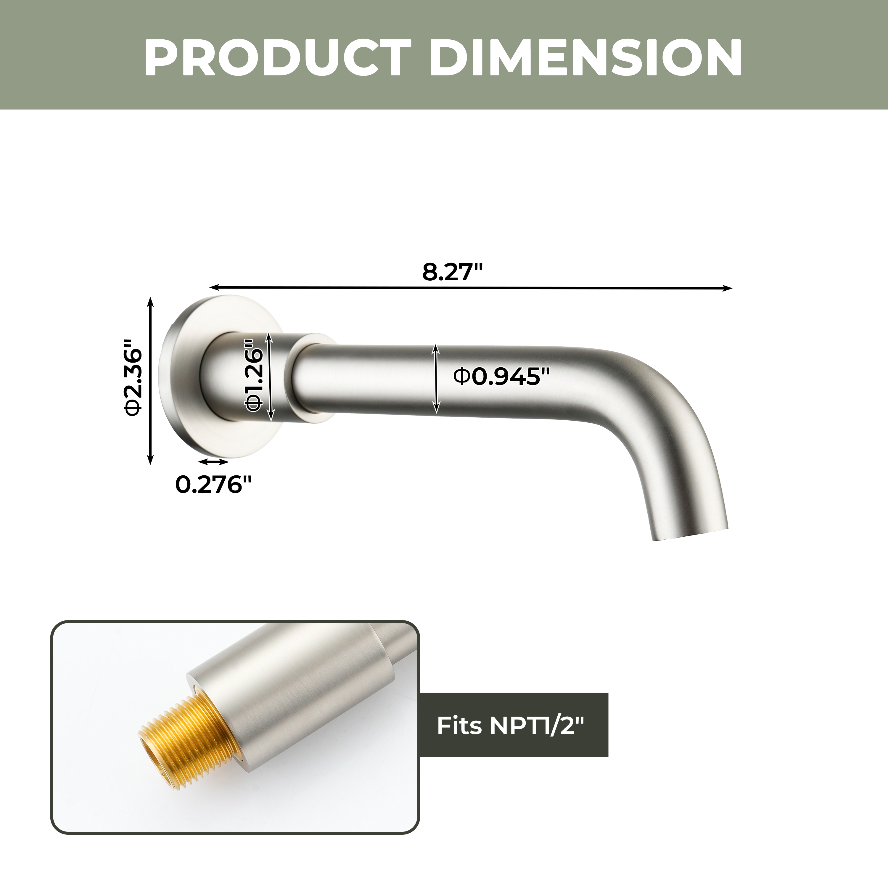 Round Brass Tub Spout with 360° Rotatable Outlet Tub Filler