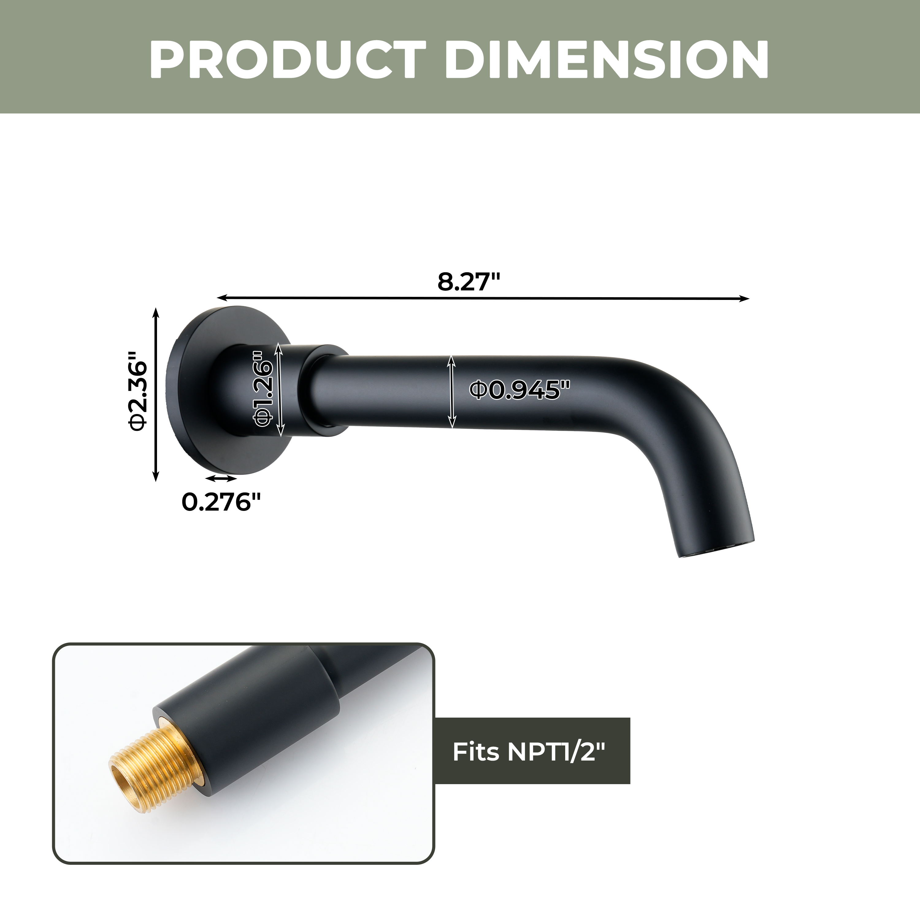 Round Brass Tub Spout with 360° Rotatable Outlet Tub Filler