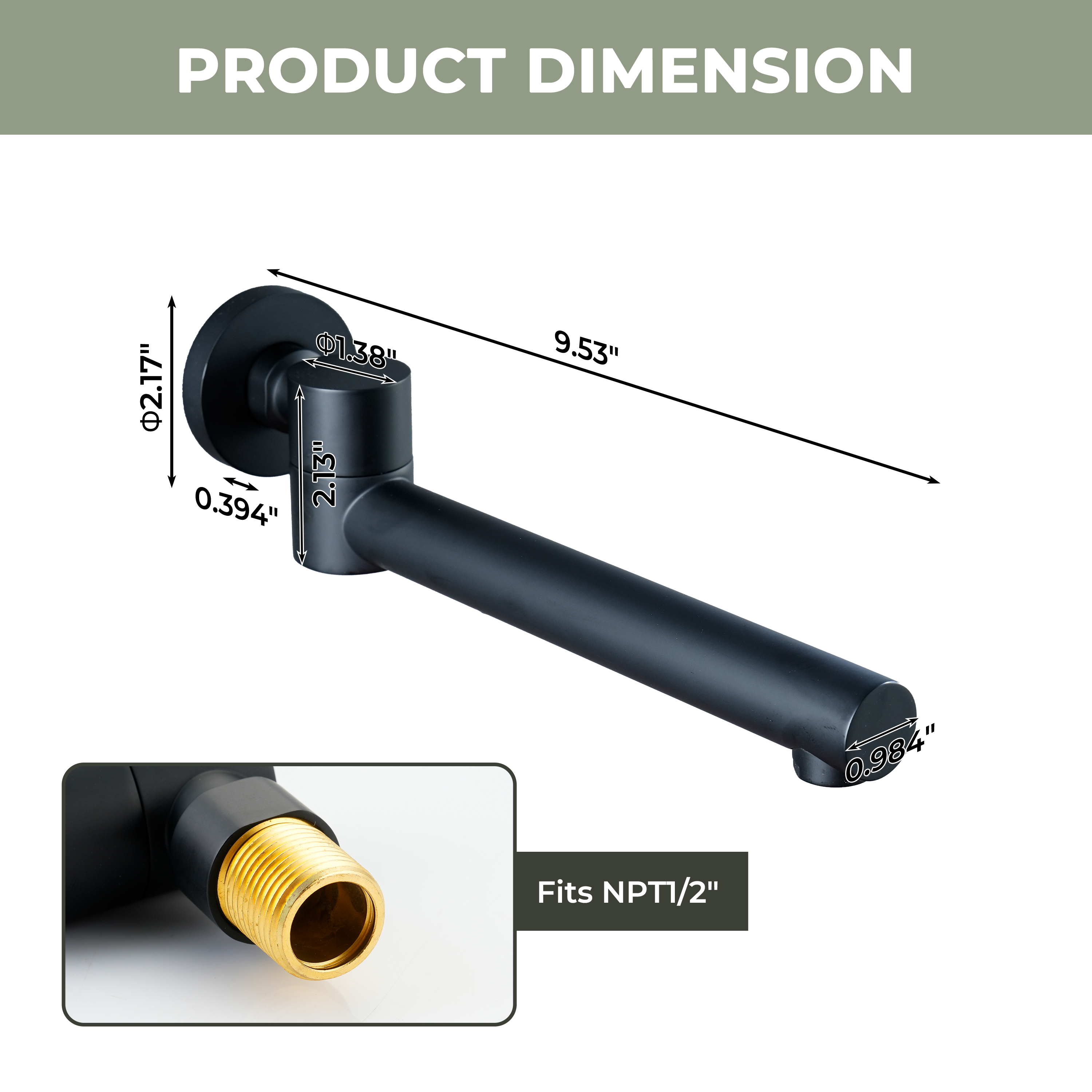 Round Brass Tub Spout with 180° Swing Outlet and Decoration Cover