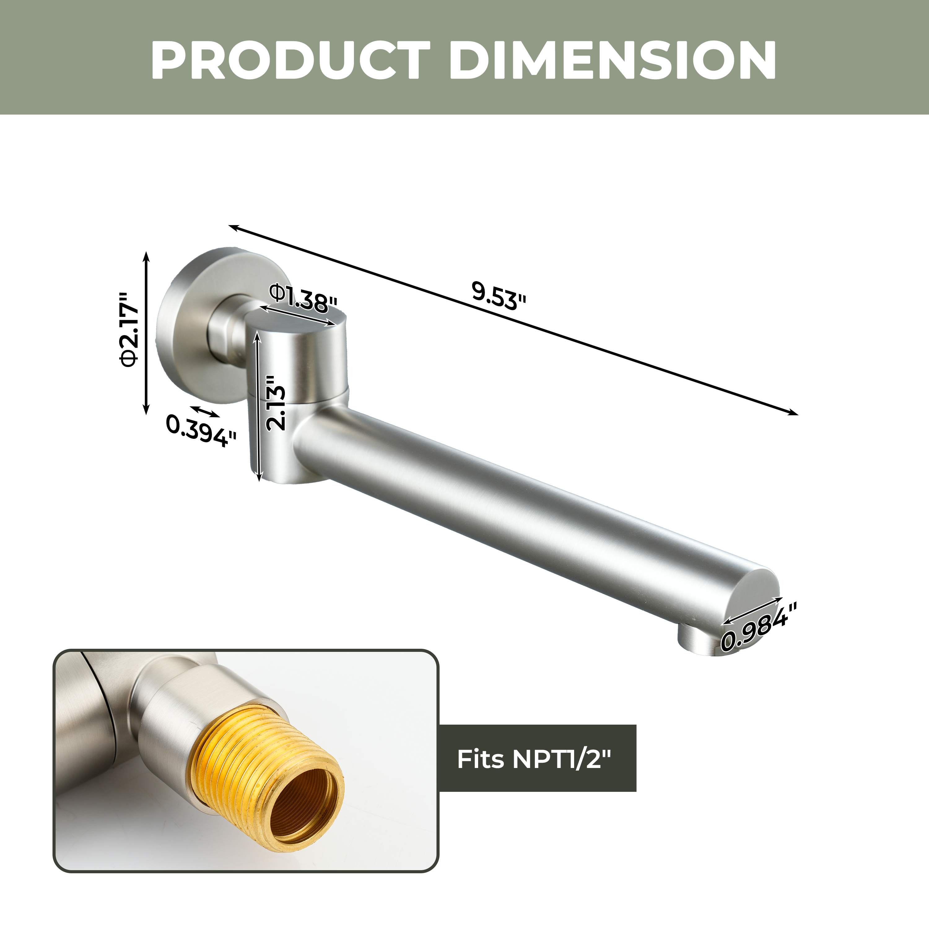 Round Brass Tub Spout with 180° Swing Outlet and Decoration Cover