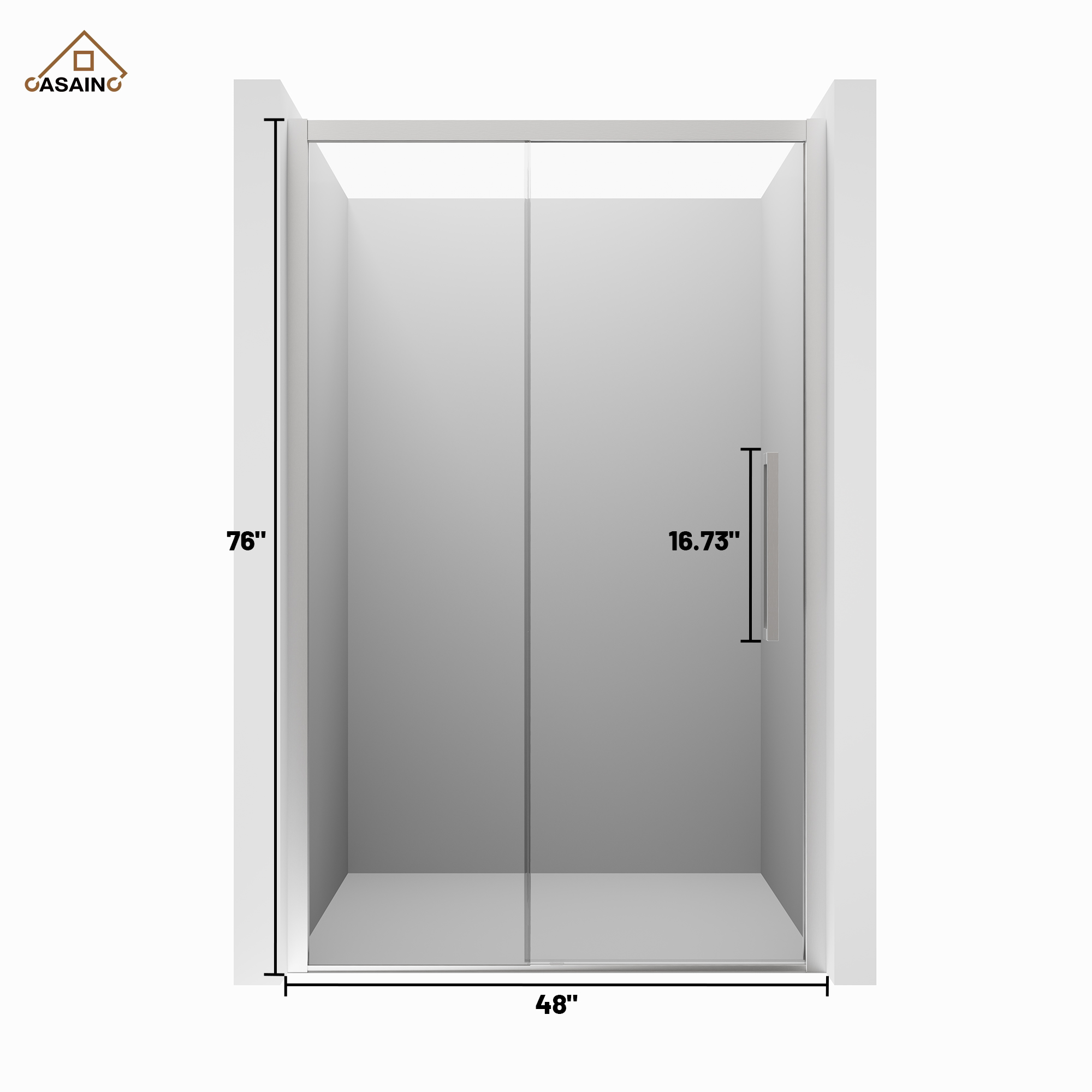 48"x76" Framed Shower Door with Cushioned Single Slide in Brushed Nickel/Chromed/Matte Black, 0.32 inch SGCC-certified Tempered Shower Glass