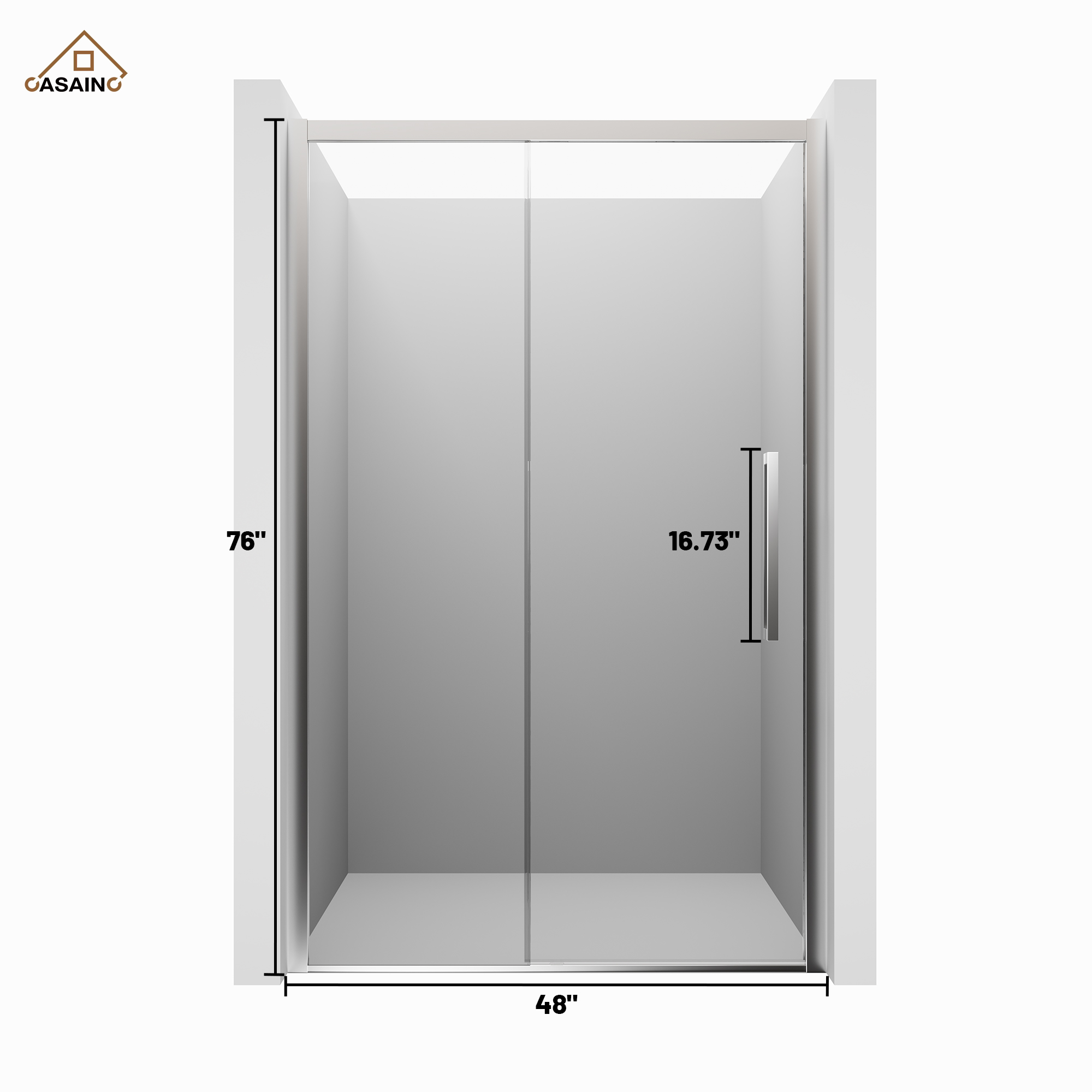 48"x76" Framed Shower Door with Cushioned Single Slide in Brushed Nickel/Chromed/Matte Black, 0.32 inch SGCC-certified Tempered Shower Glass