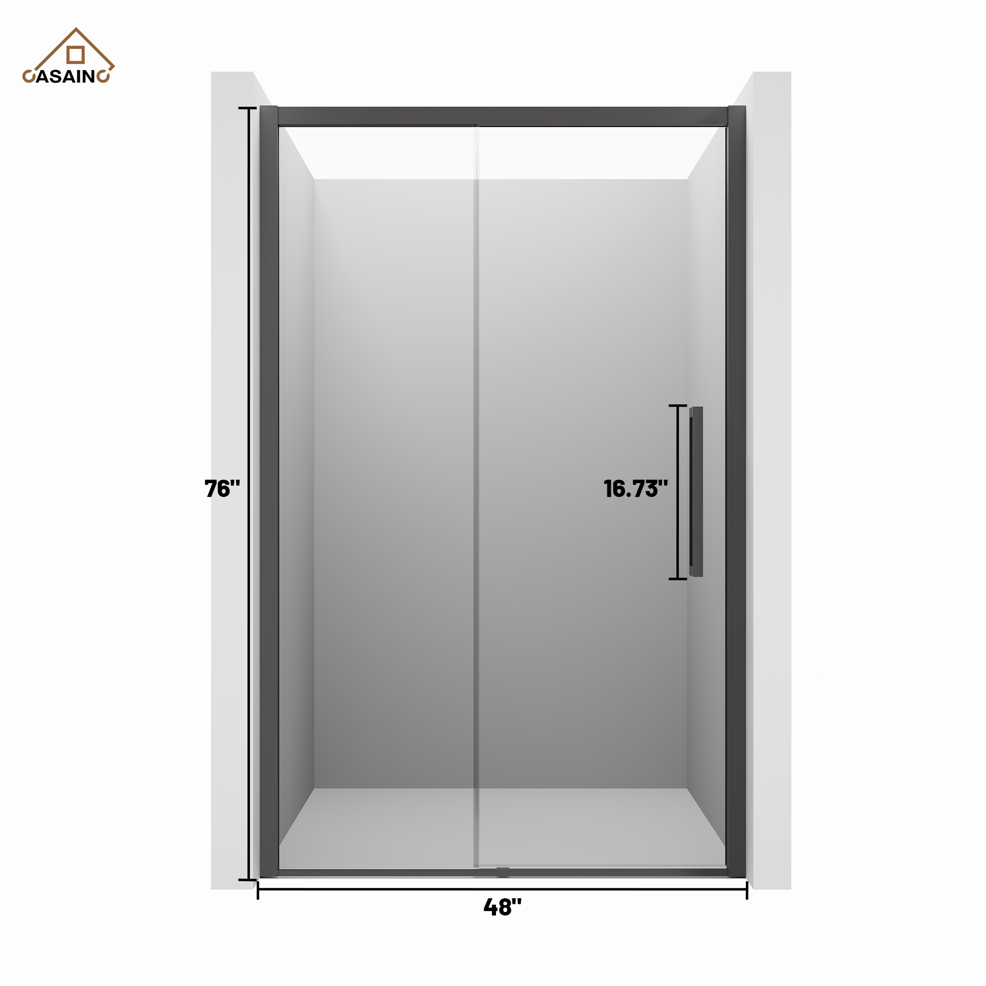 48"x76" Framed Shower Door with Cushioned Single Slide in Brushed Nickel/Chromed/Matte Black, 0.32 inch SGCC-certified Tempered Shower Glass