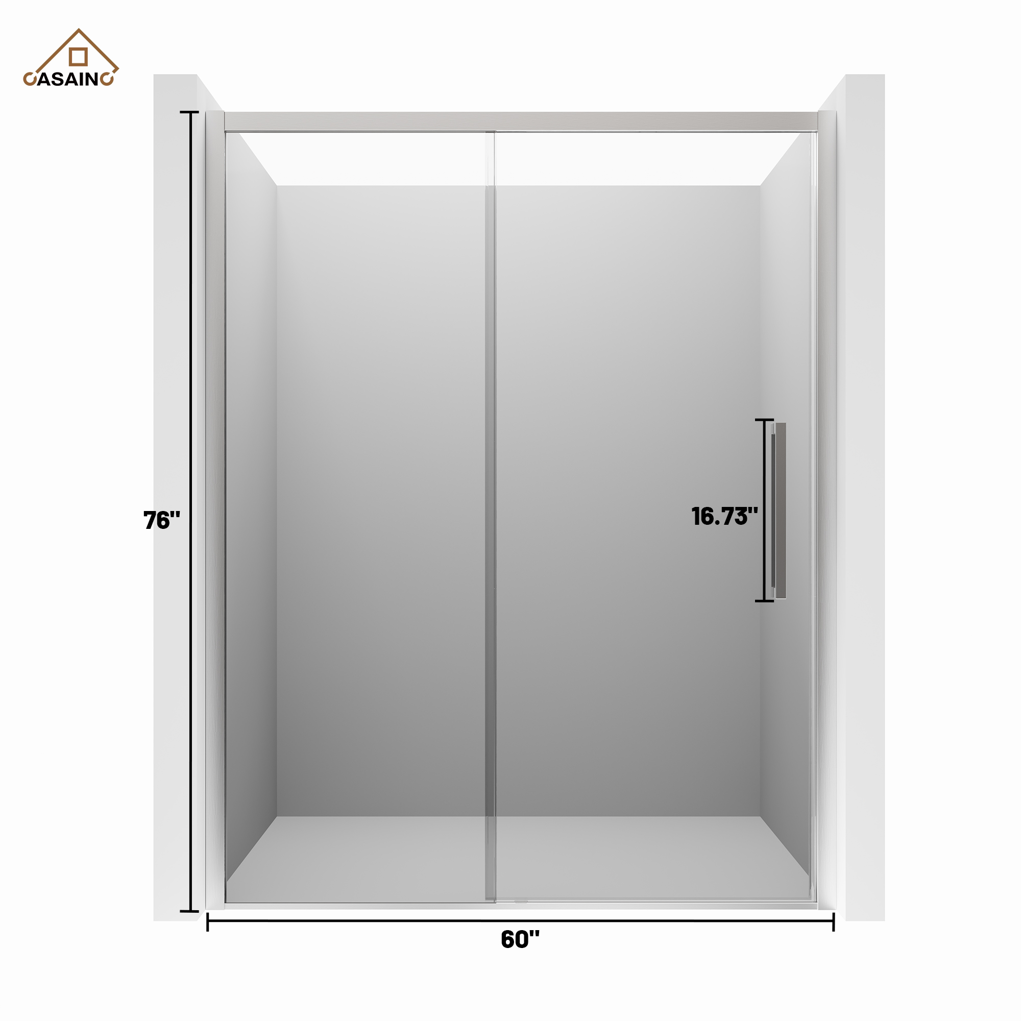 60"x76" Framed Shower Door with Cushioned Single Slide in Brushed Nickel/Chromed/Matte Black, SGCC-certified Tempered Shower Glass