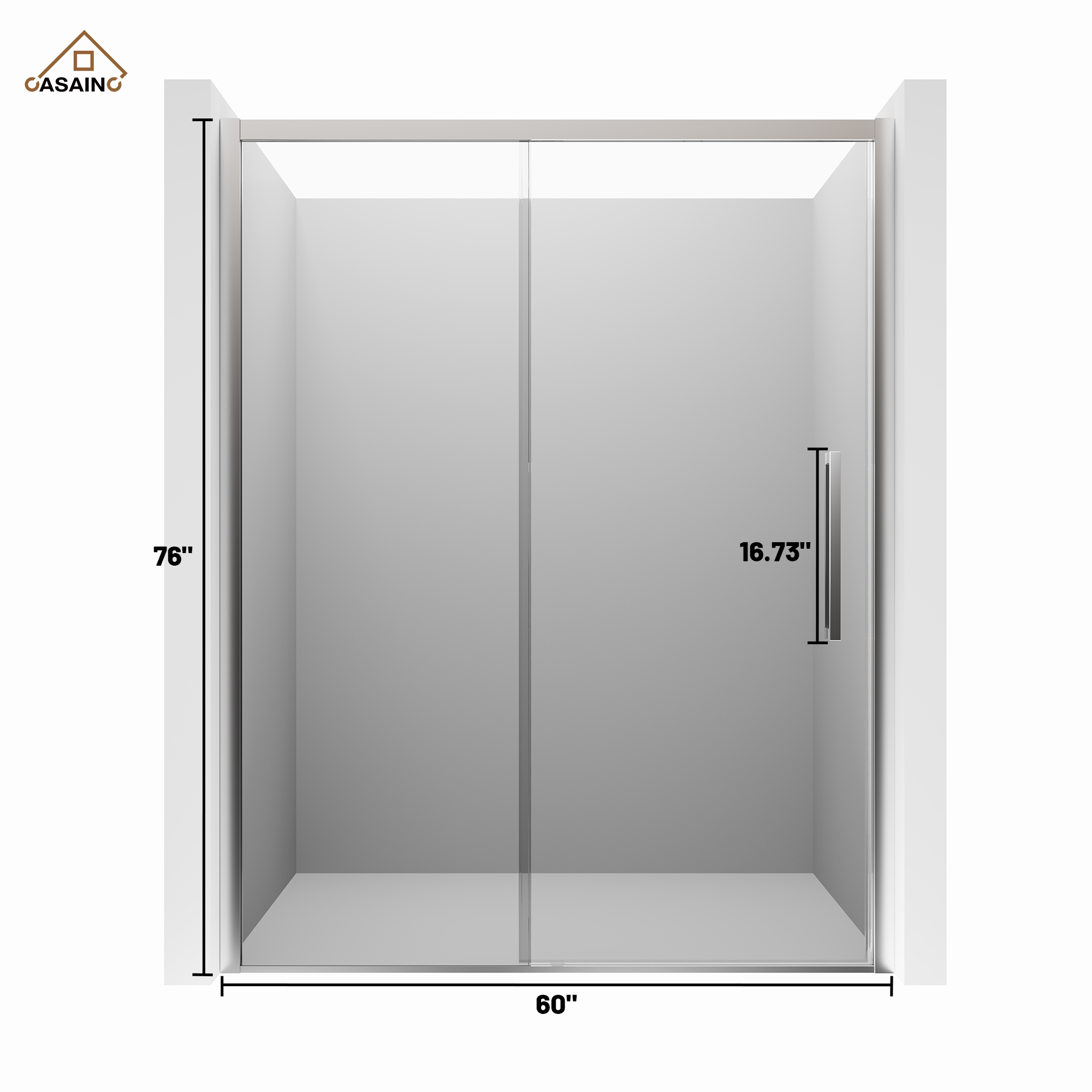 60"x76" Framed Shower Door with Cushioned Single Slide in Brushed Nickel/Chromed/Matte Black, SGCC-certified Tempered Shower Glass