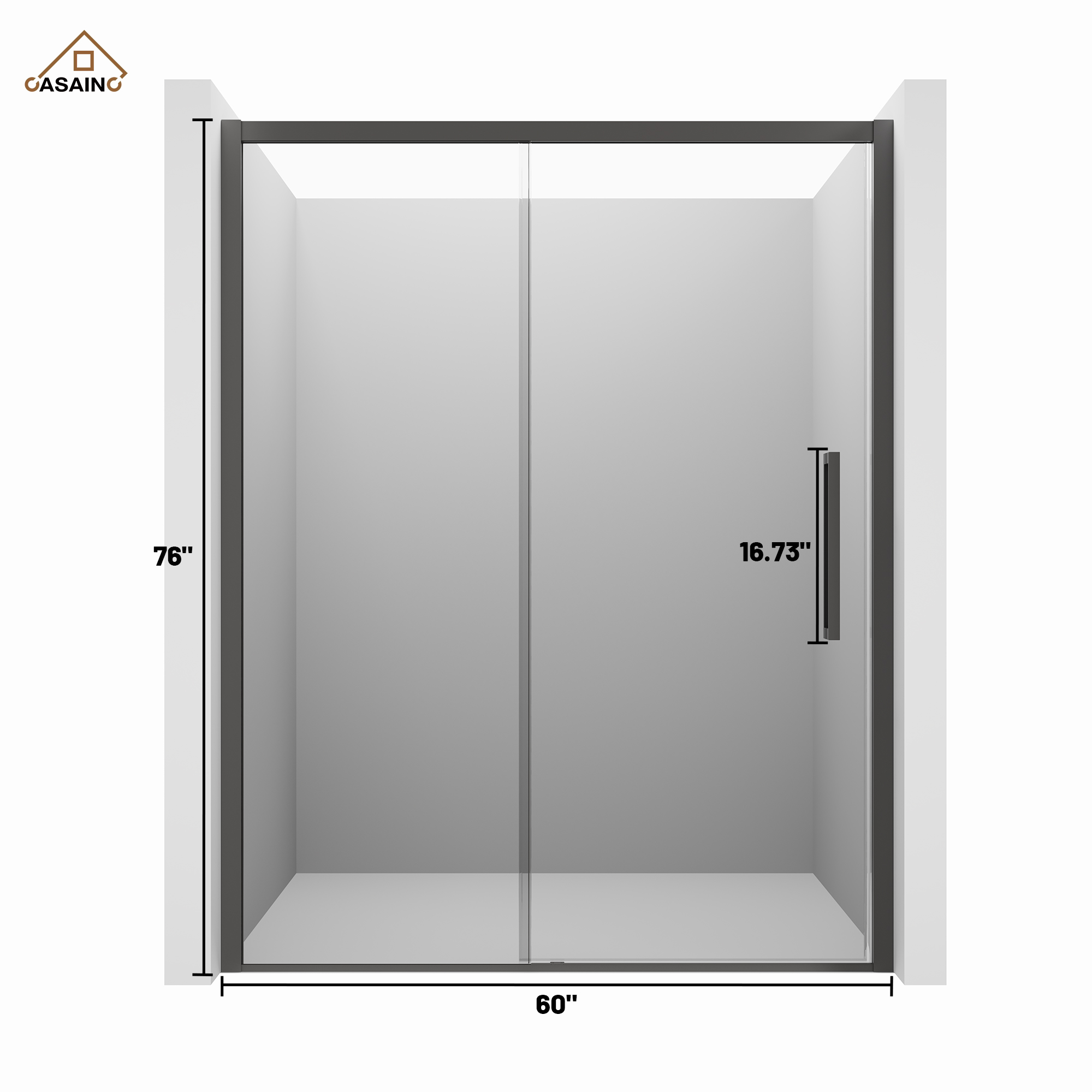 60"x76" Framed Shower Door with Cushioned Single Slide in Brushed Nickel/Chromed/Matte Black, SGCC-certified Tempered Shower Glass