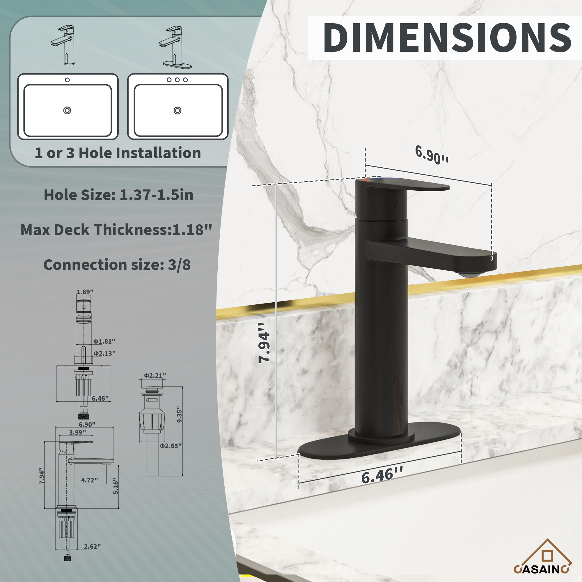 Dual-Control Sensor Bathroom Sink Faucet Smart Basin Faucet