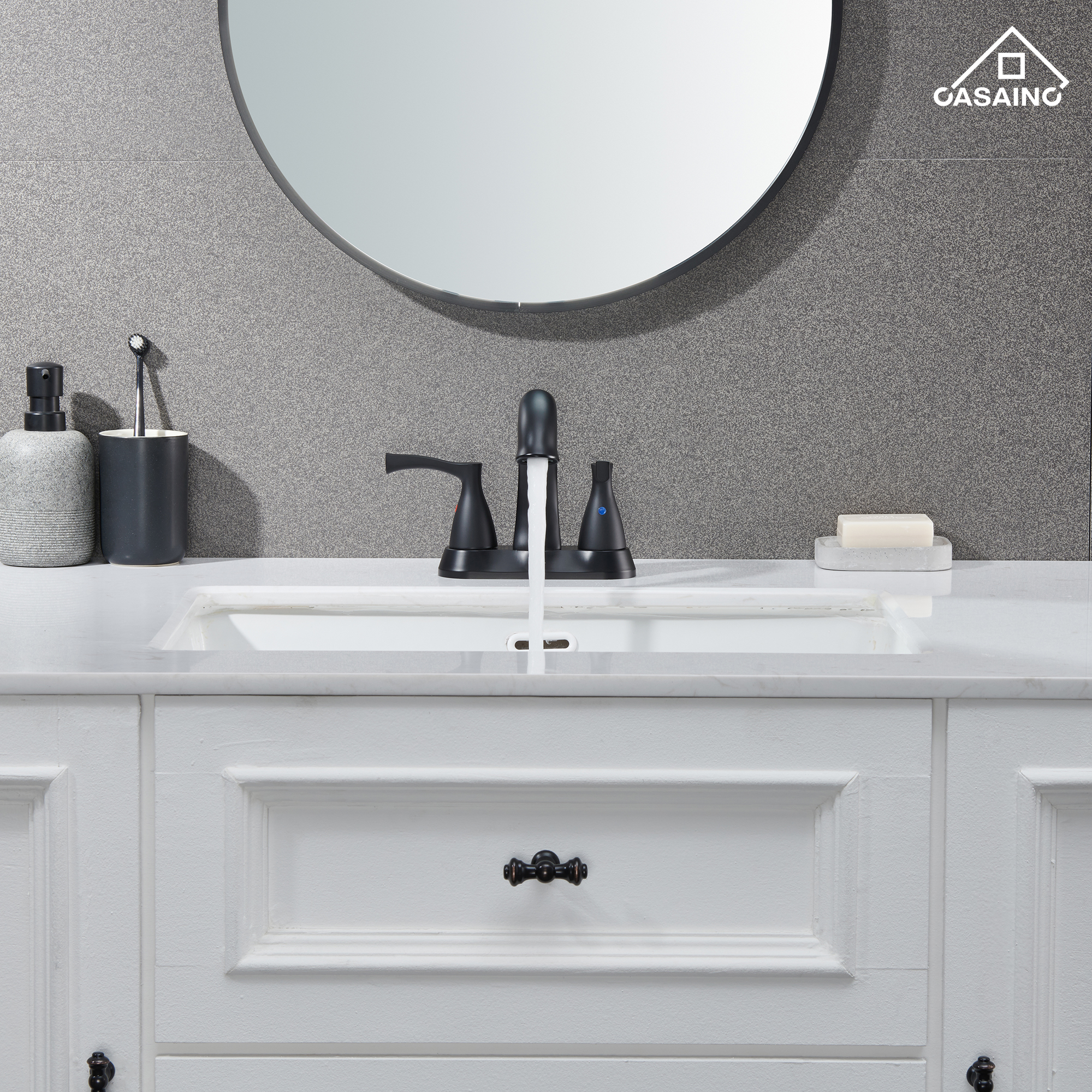 Casainc 4 Inch 2-Handle Centerset Bathroom Sink Faucet Vanity Faucet for Bathroom Sink