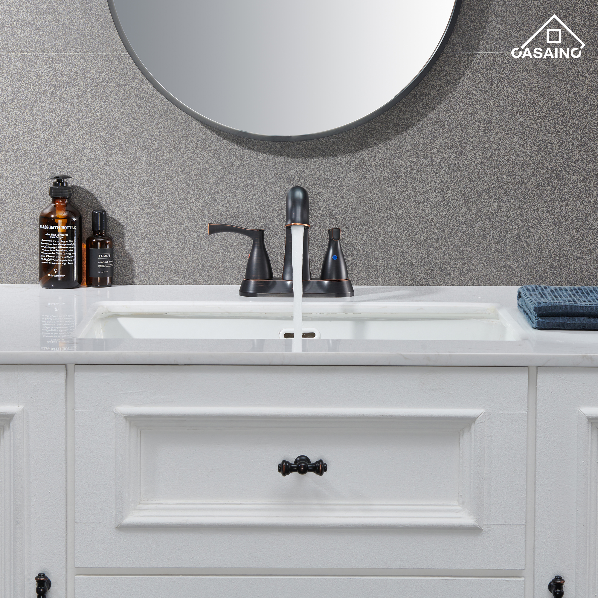 Casainc 4 Inch 2-Handle Centerset Bathroom Sink Faucet Vanity Faucet for Bathroom Sink