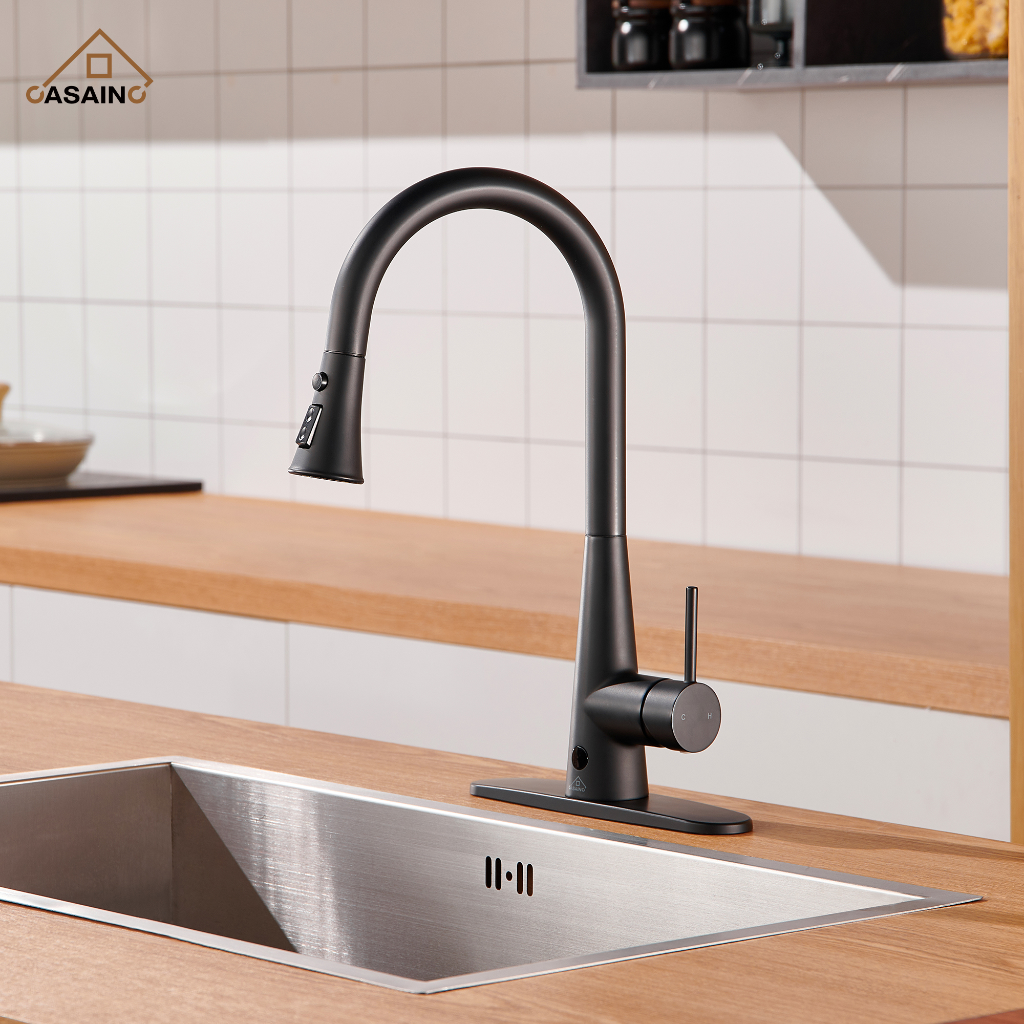 Single Handle Pull Down Sprayer Kitchen Faucet with Touchless Sensor,Dual Function