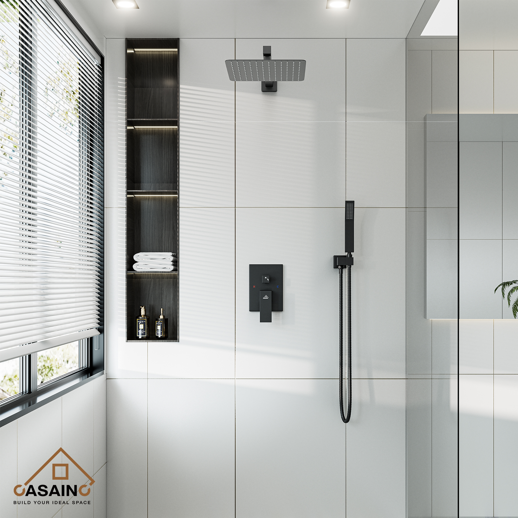 10"/12" Wall Mount Rainfall Shower Head System with Hand Shower