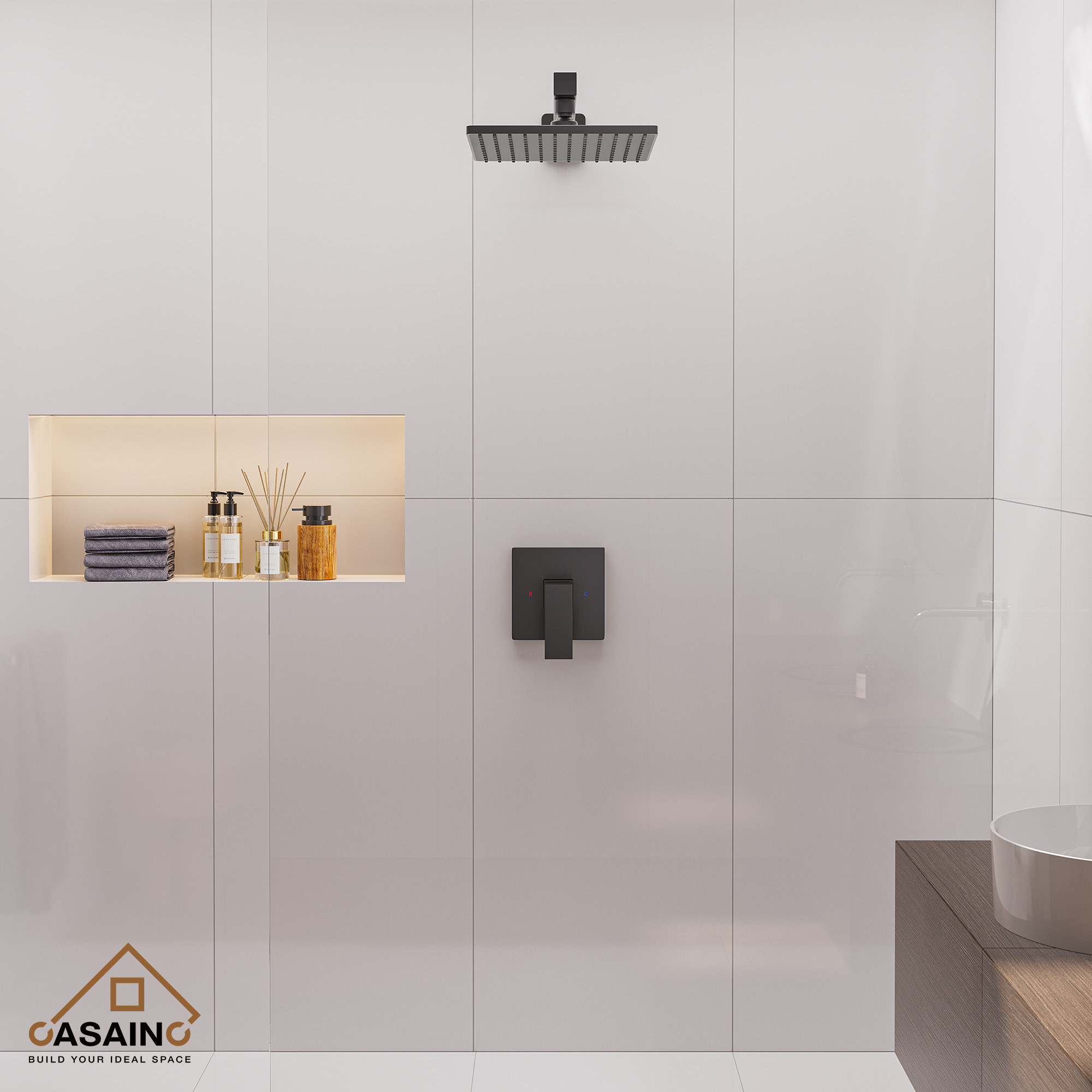 9" Wall Mount Rain Shower Head System Single Faucet (Valve Included)